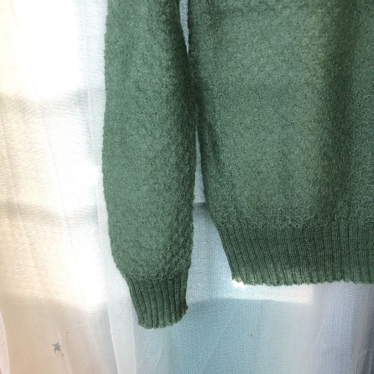 Homespun Knitwear R OH Green Mesh Net Crochet Green Knitwear #7404 Size S / US 4 / IT 40 - 6 Thumbnail