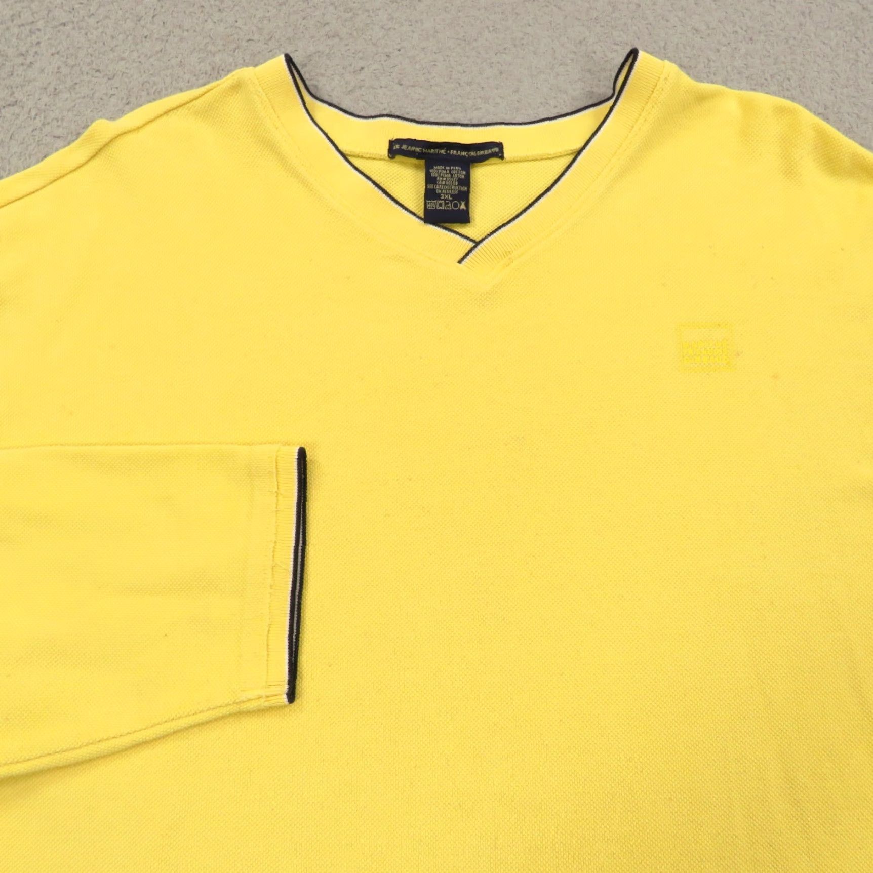 Vintage VTG Girbaud Sweater Shirt Mens XXXL Pique Pima Yellow Pullover V-Neck 90s Hip Hop Knit Solid Long Sleeve Regular Shirt Size US XXL / EU 58 / 5 - 3 Thumbnail