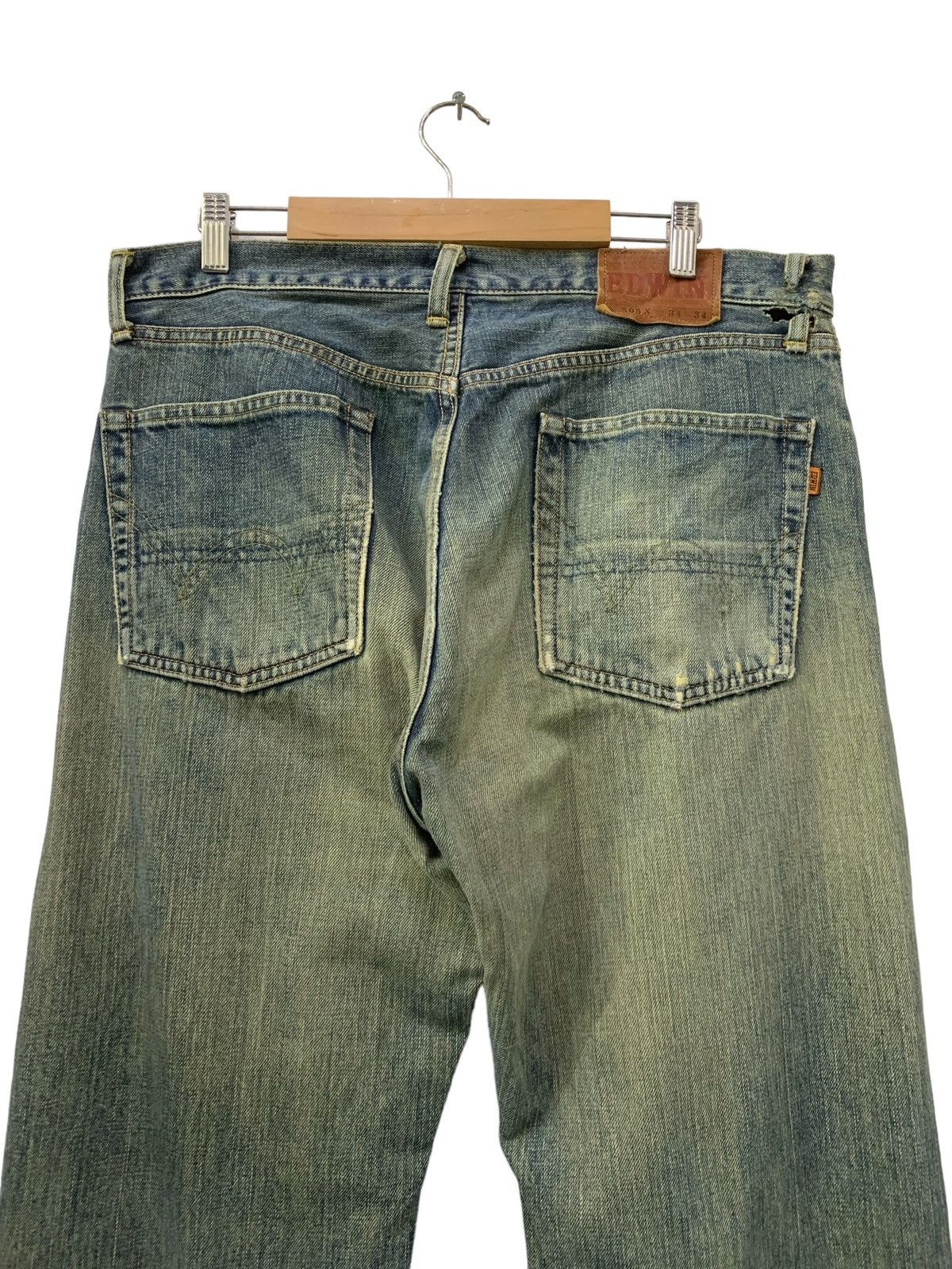 Vintage Edwin 505X Mud Wash Baggy Distressed Selvedge Jeans