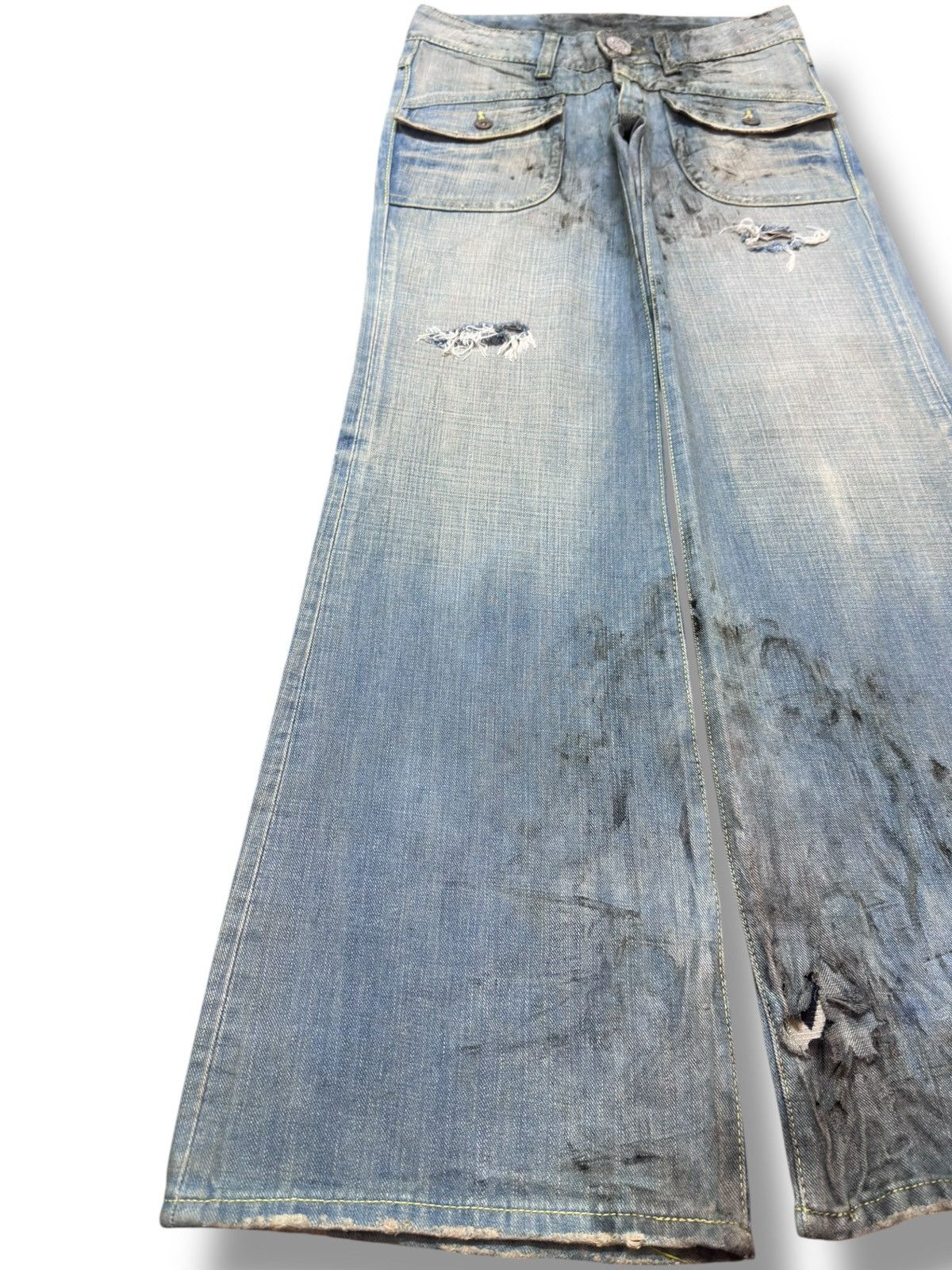 Hysteric Glamour Vintage Cocolulu Flare Bootcut Ripped Bush Pants Style Denim Size US 30 / EU 46 - 3 Thumbnail