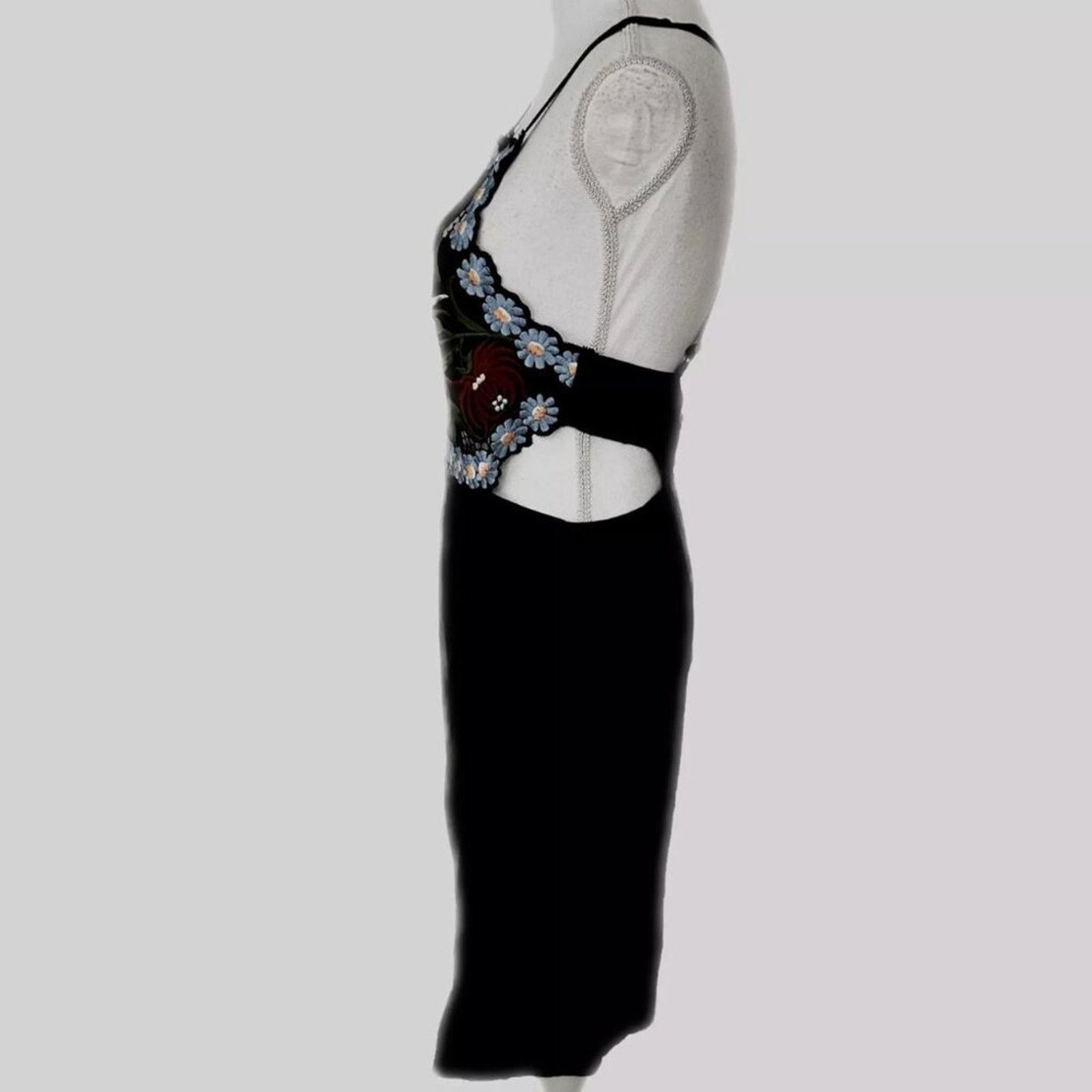 Cleobella Cleobella Floral Embroidered Black Summer Dress Handmade Size S / US 4 / IT 40 - 4 Thumbnail