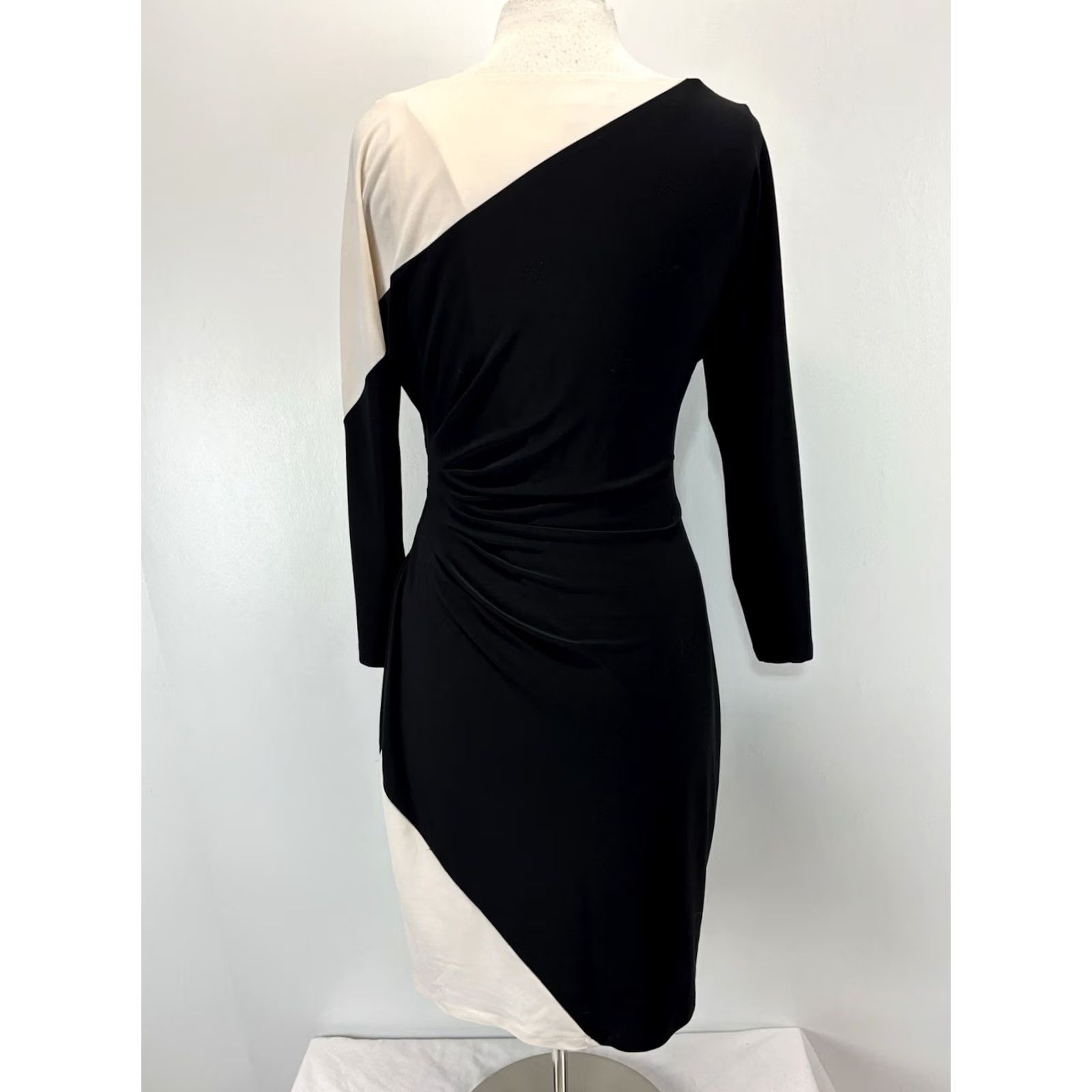 Ralph Lauren VINTAGE Lauren Ralph Lauren Sheath Dress Women’s 10 Black Ivory Ruched Boat Neck Pullover Party/Cocktail Business Mens? Size L / US 10 / IT 46 - 3 Thumbnail