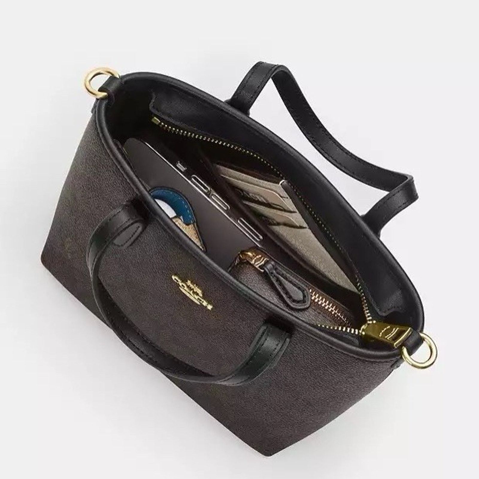 Coach NWT Coach City Mini Tote Bag Gold/Walnut/Black CW032 Size ONE SIZE - 13 Thumbnail