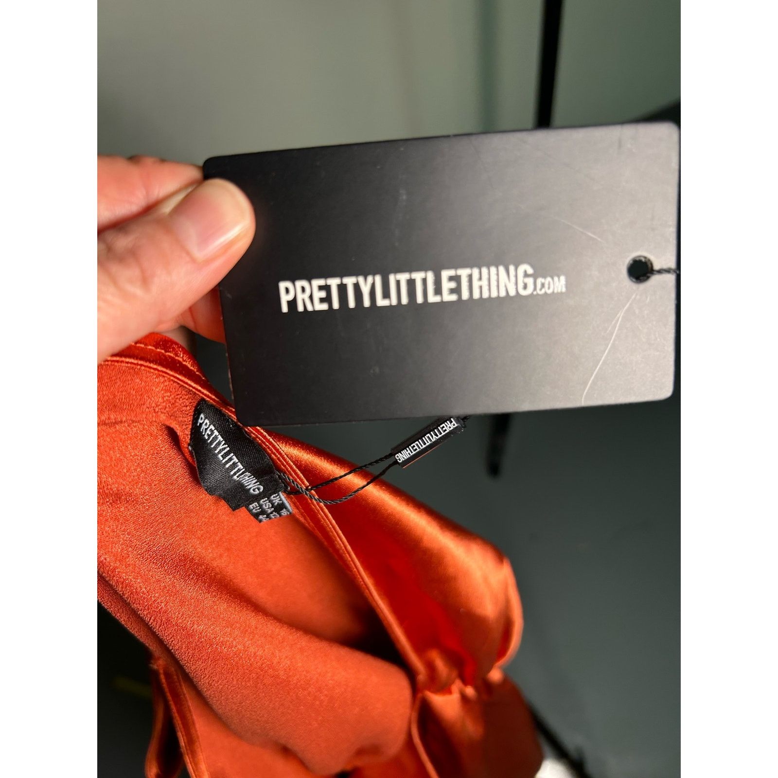 Other Pretty little things,NWT RUST SATIN DRESS S 12 Size XL / US 12-14 / IT 48-50 - 9 Thumbnail