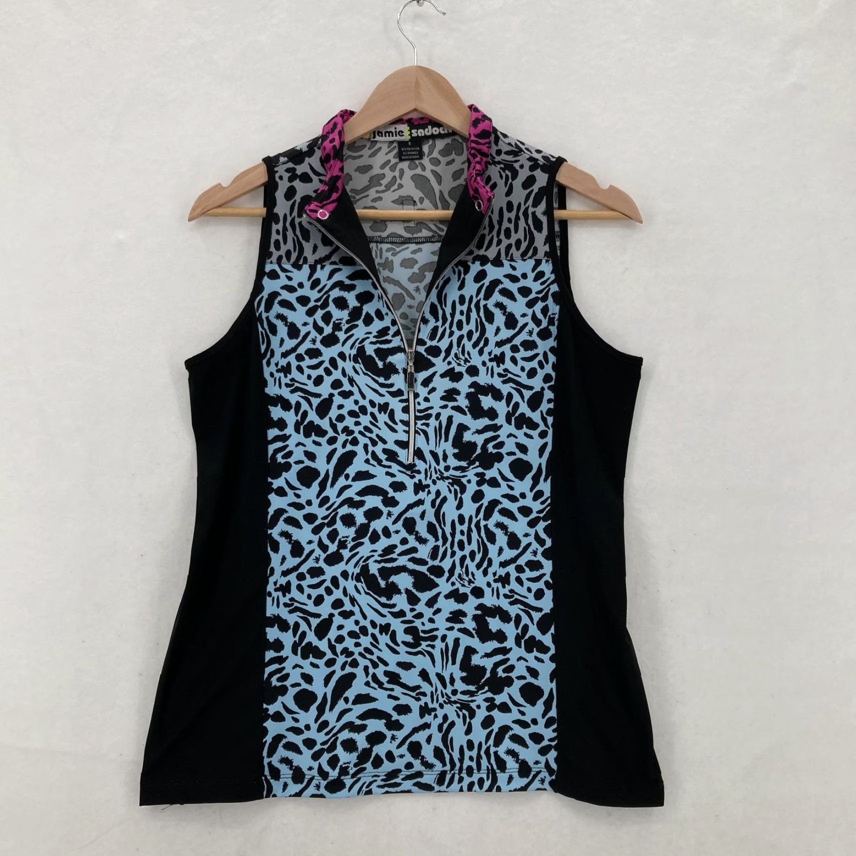 Vintage Jamie Sadock Shirt Womens Small Blue Animal Print Sleeveless Zip Mock Neck Golf Size S / US 4 / IT 40 - 2 Thumbnail