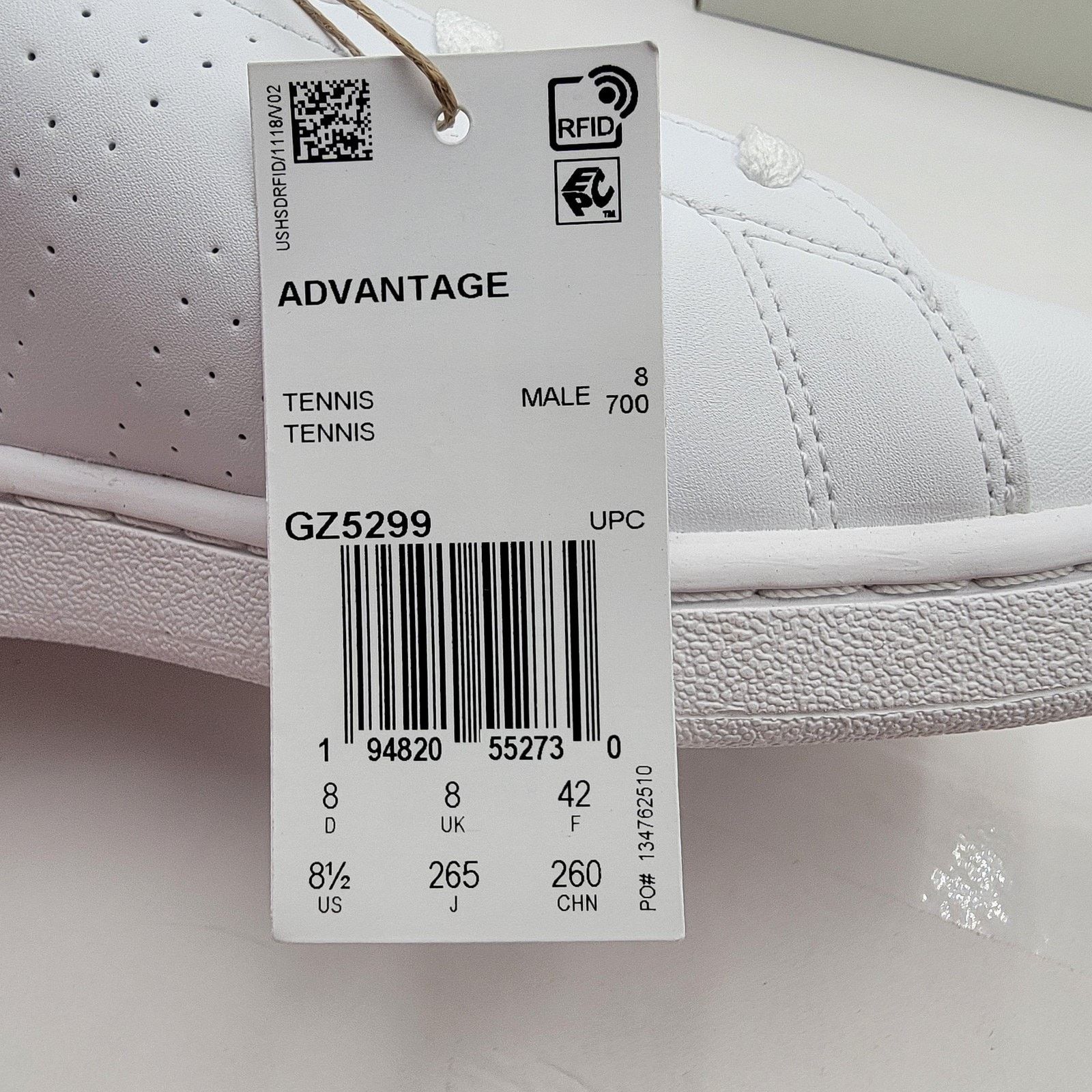 Adidas Adidas Advantage Mens Size 8.5 White Black Cloudfoam Comfort Size US 8.5 / EU 41-42 - 10 Thumbnail