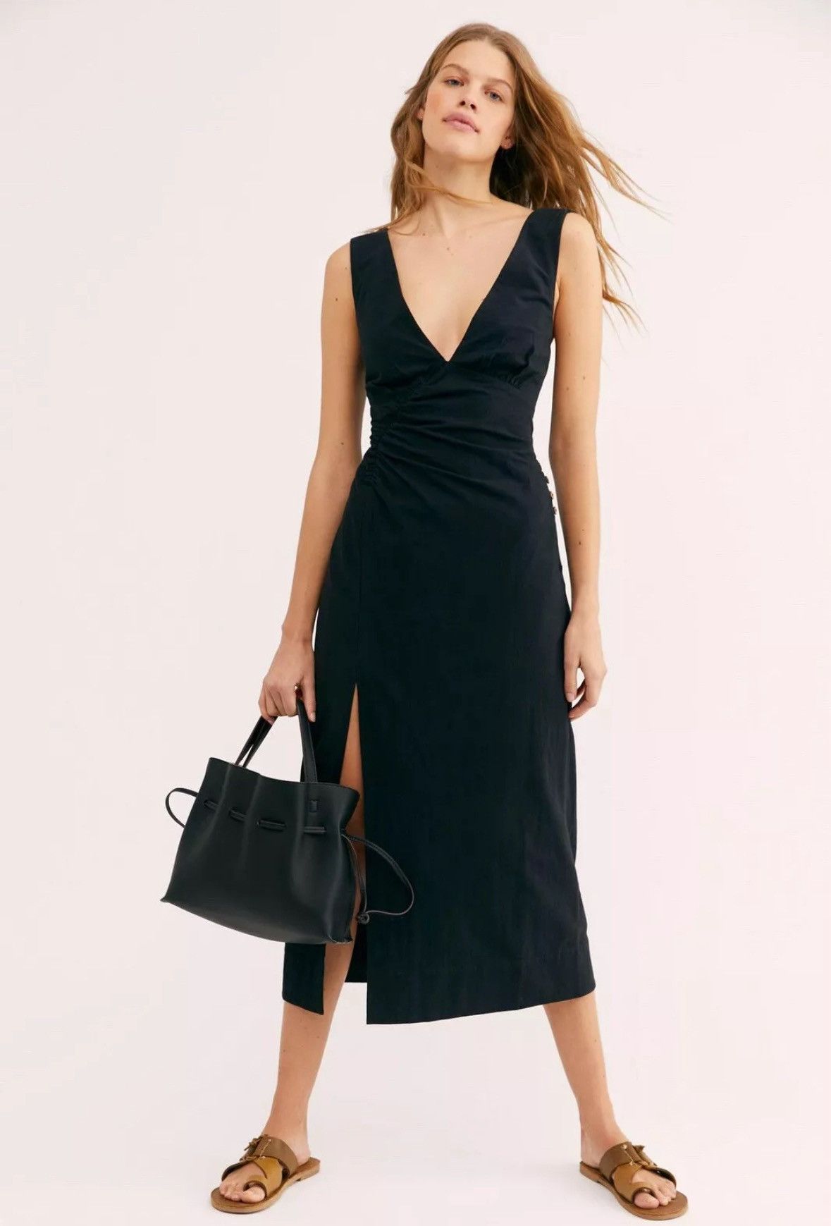 Free People FREE PEOPLE ENDLESS SUMMER Sz XS CALABAZA RUCHED MIDI DRESS Size XS / US 0-2 / IT 36-38 - 3 Thumbnail