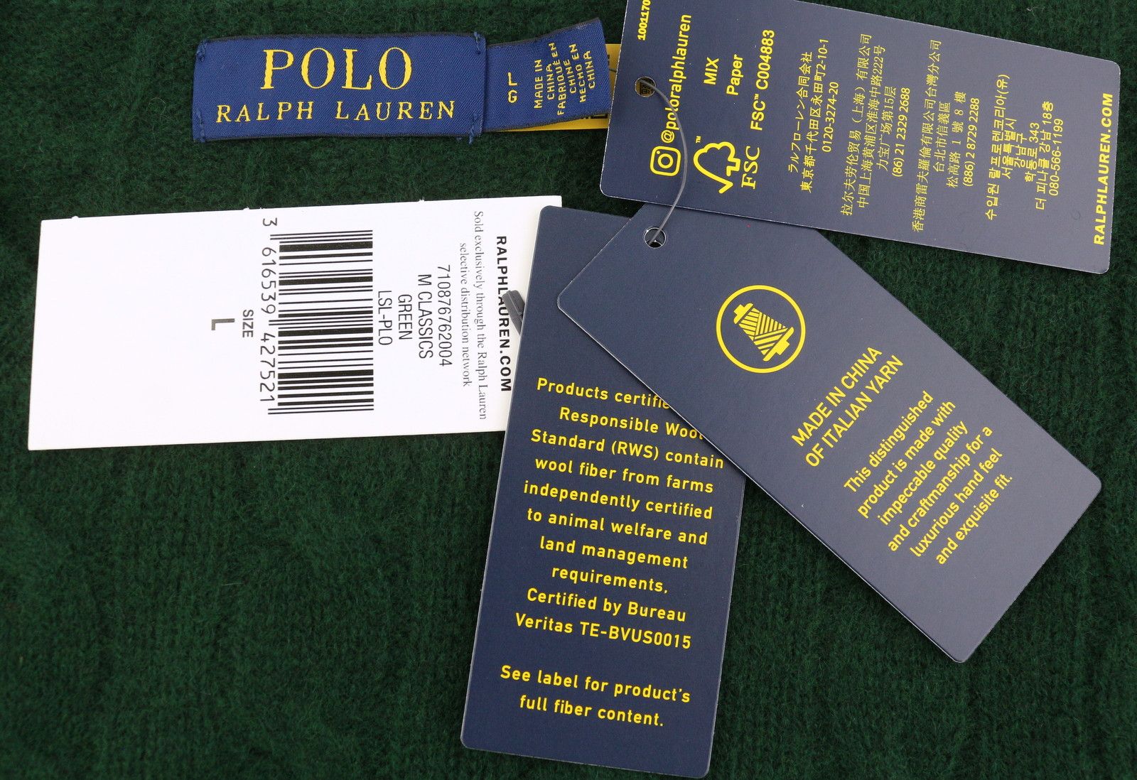 Ralph Lauren Dark Green L Wool Cashmere Tight Knit Pullover 86926 Size US L / EU 52-54 / 3 - 10 Thumbnail