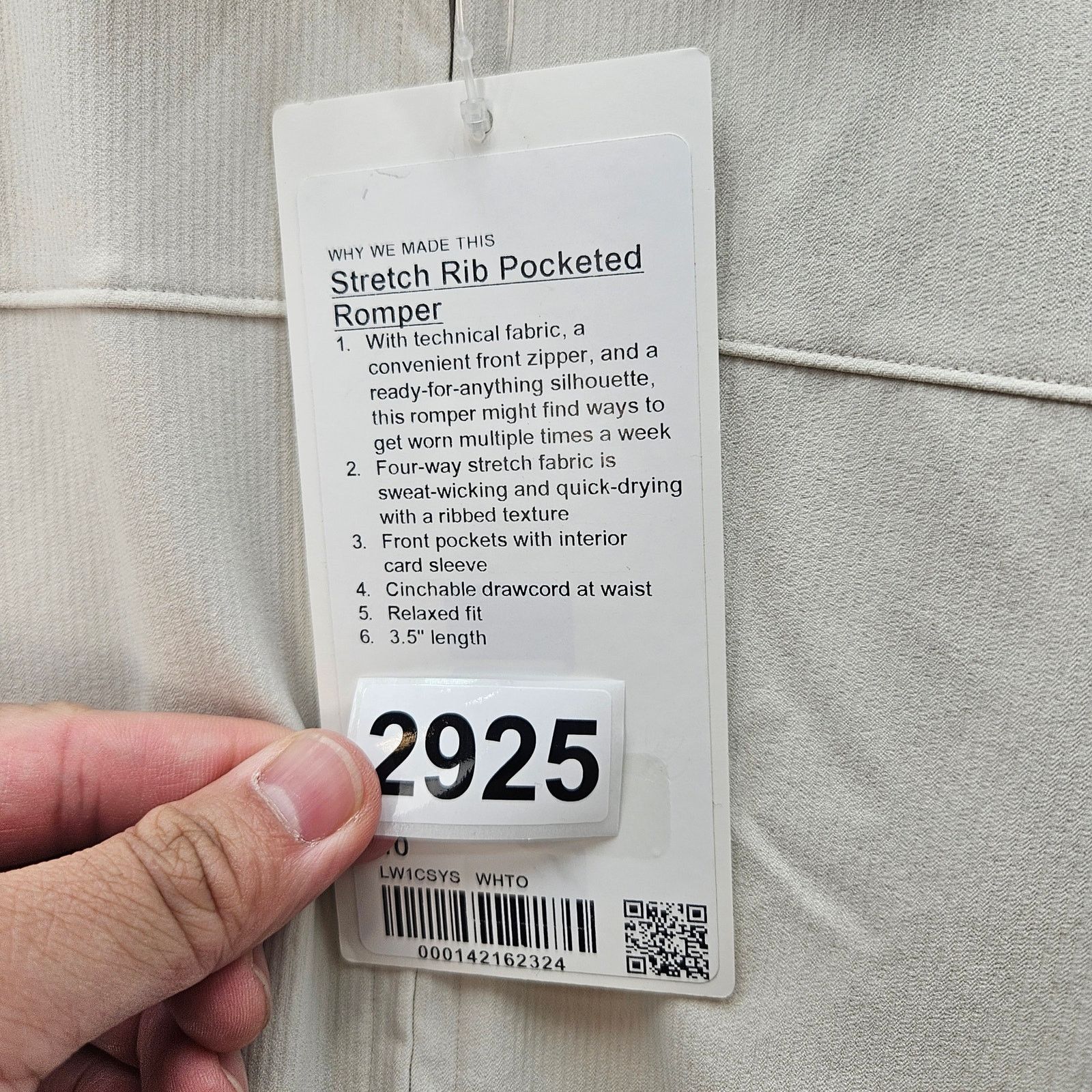 Lululemon LULULEMON WOMEN'S 10 STRETCH RIB POCKETED ROMPER WHITE RARE Size 32" / US 10 / IT 46 - 9 Thumbnail