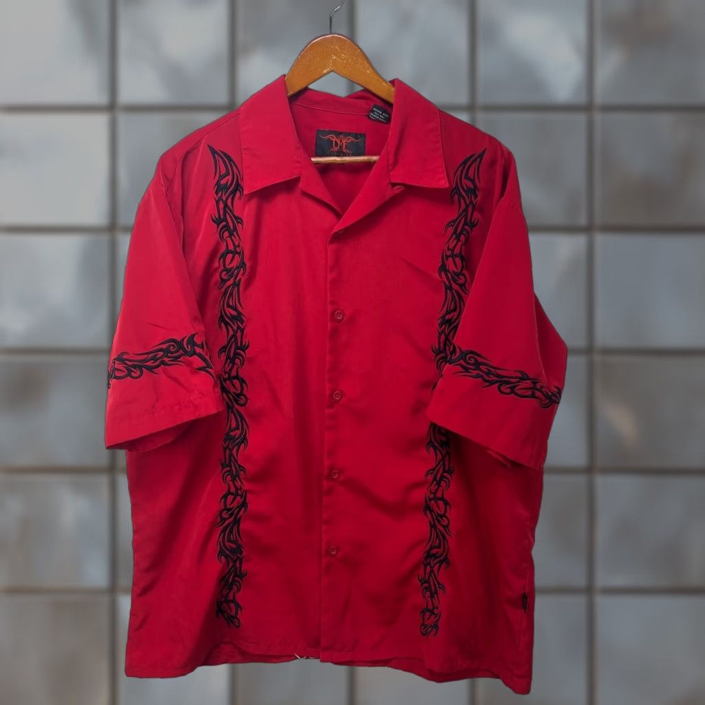 West Coast Choppers VINTAGE West Coast Choppers Red Flames Y2K Button Up Shirt Dragon XL Men Shirt Short Sleeve Knit Cotton 2000s 2000-2009 Size US XL / EU 56 / 4 - 1 Thumbnail