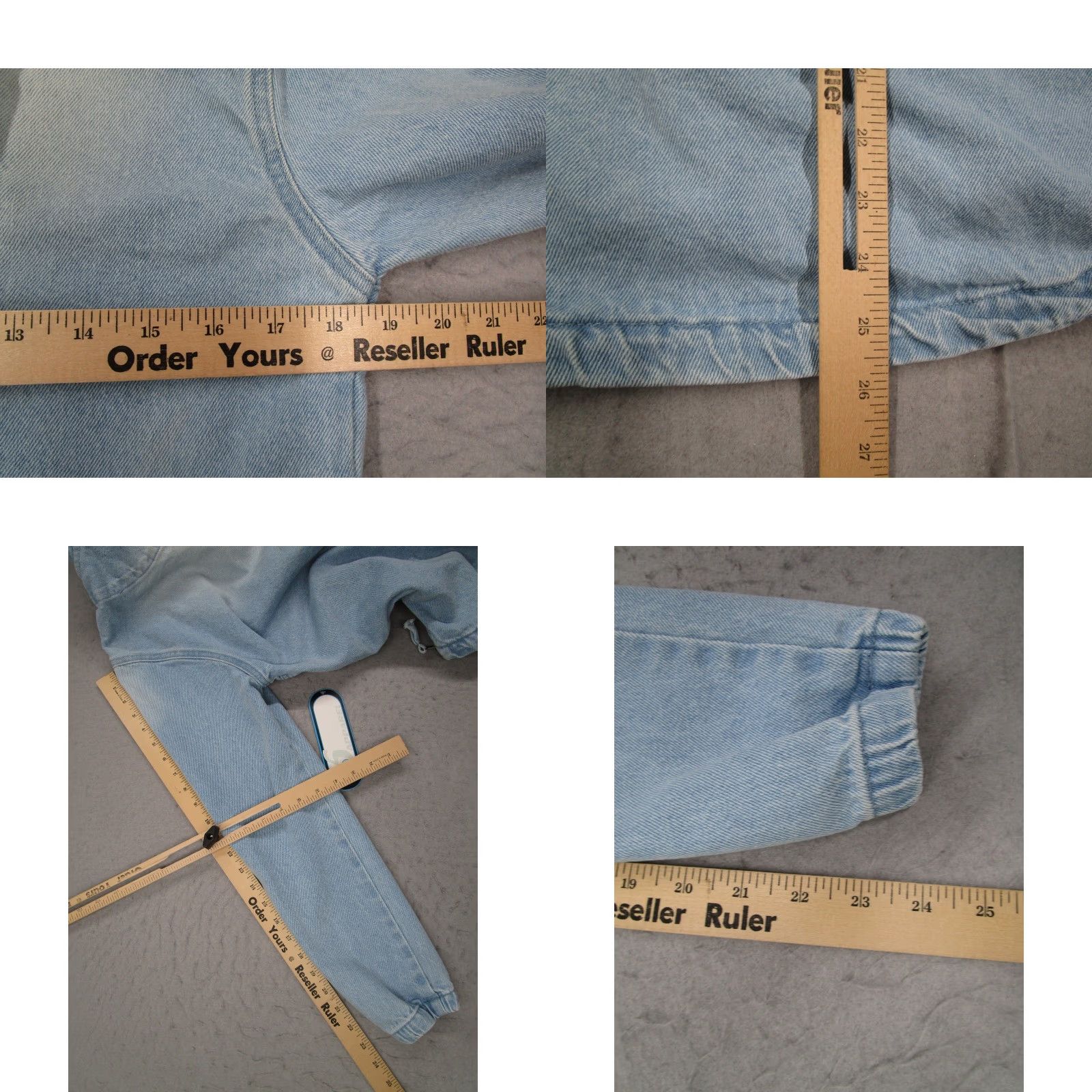 Vintage VINTAGE i5 Apparel Womens Small Denim Anorak Hoodie Quarter Zip Pullover Y2K Logo Zipper Pockets Elastic Drawstring Casual Jacket Coat Size S / US 4 / IT 40 - 8 Thumbnail
