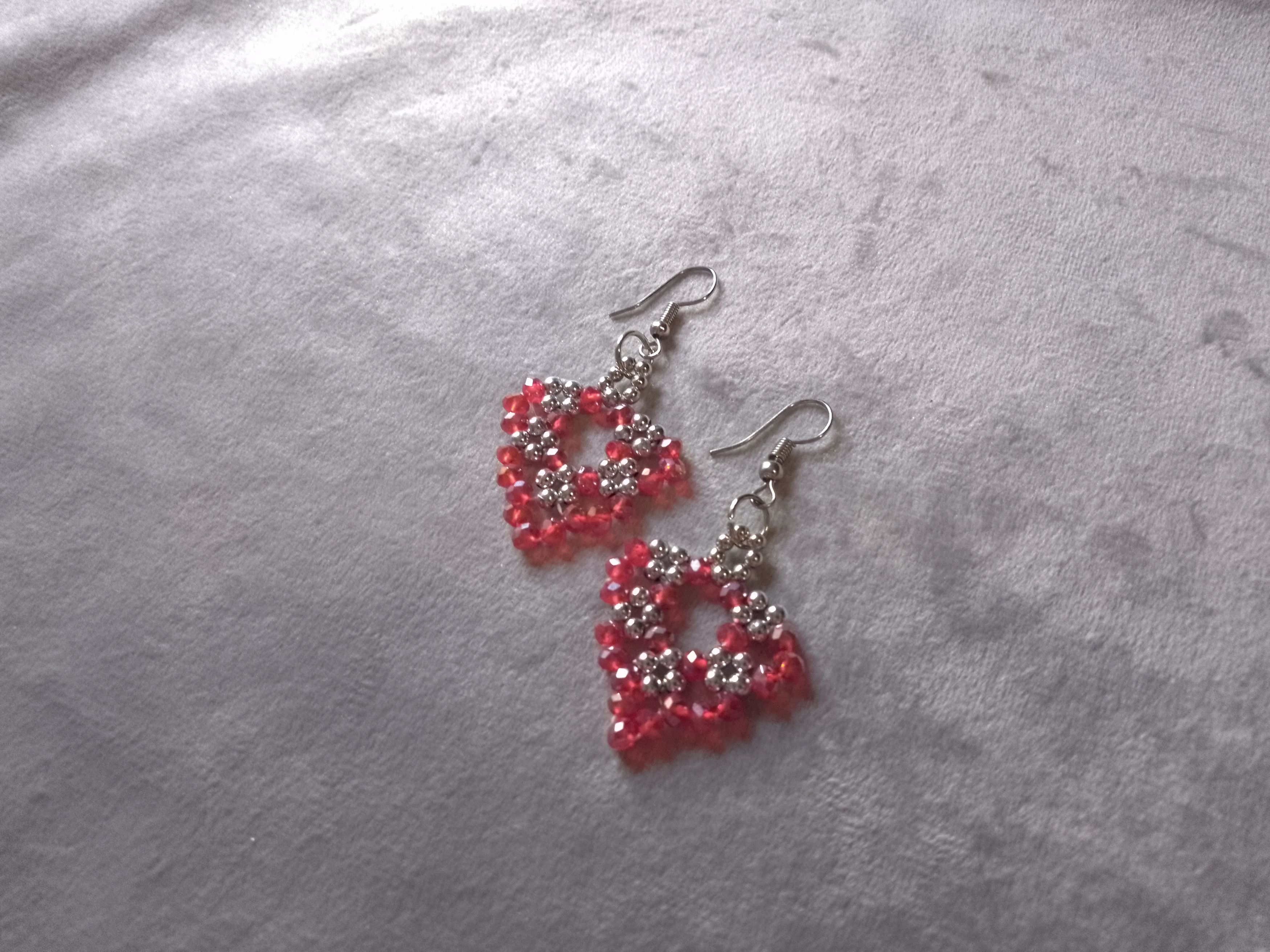 Handmade Necklace Mandala Pendant+ Earrings Red/Silver. Size ONE SIZE - 4 Thumbnail