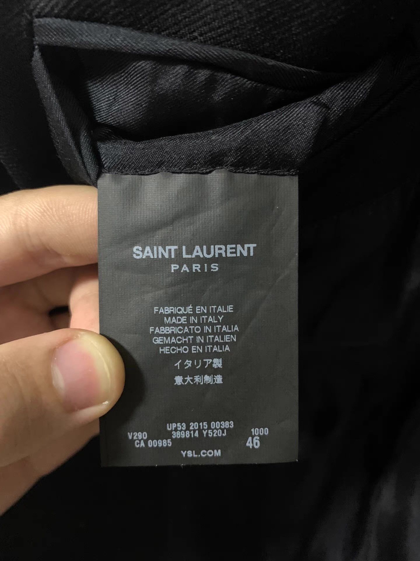 Dior Saint Laurent SLP 15FW Runway Black Q12 Size 48R - 6 Thumbnail
