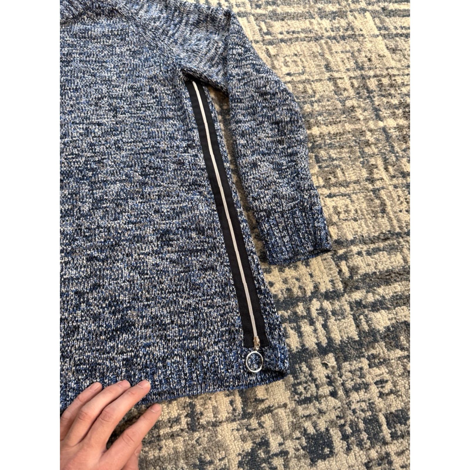 Akris VINTAGE AKRIS PUNTO Blue Knit Side Zip Pullover Sweater Women’s Size 10 US Crew Neck Long Sleeve Cotton Nylon Zipper Designer Size L / US 10 / IT 46 - 3 Thumbnail