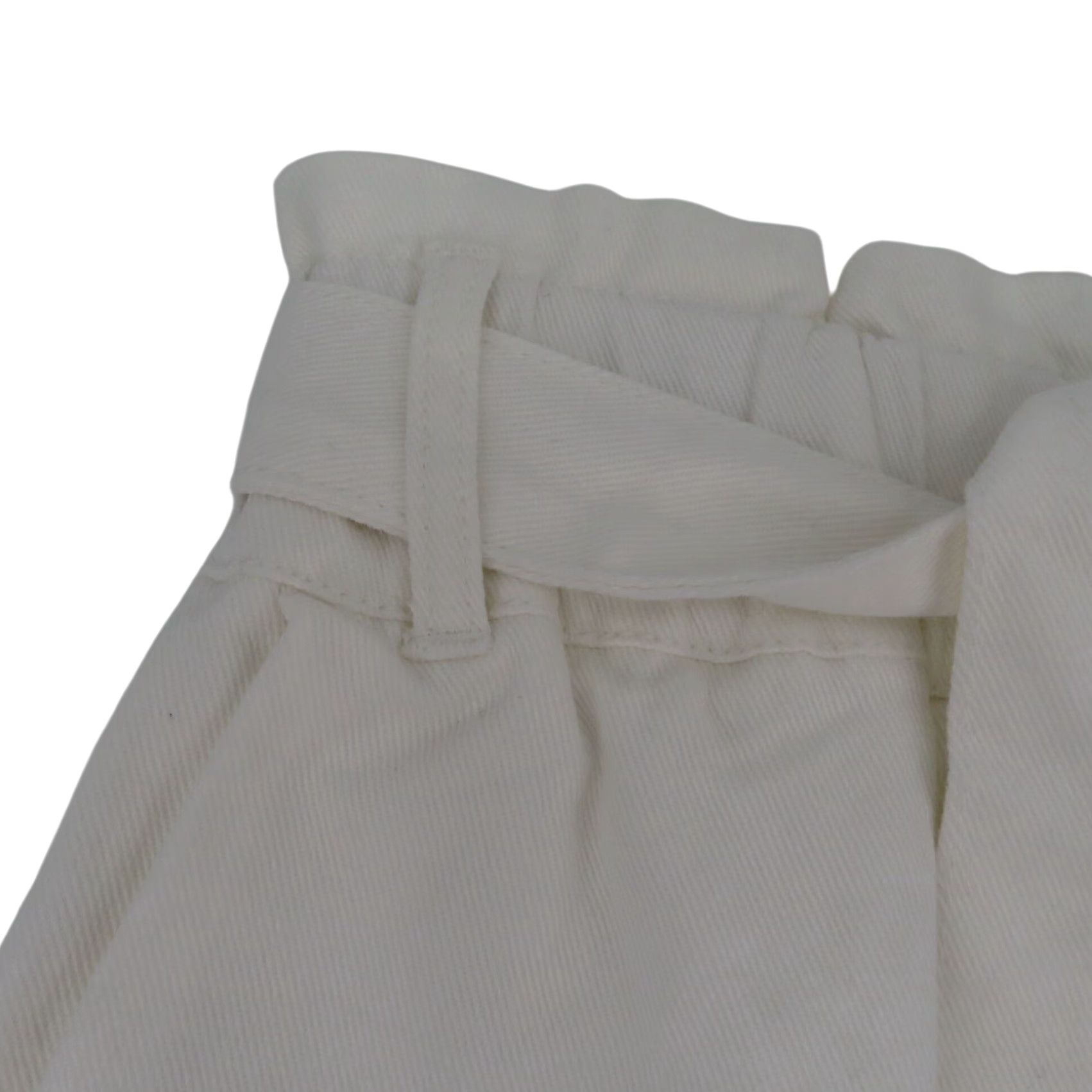 Vintage Draper James Womens Paperbag Shorts Cotton Blend White Denim ShortS Waist Tie NEW Size 28" / US 6 / IT 42 - 2 Thumbnail