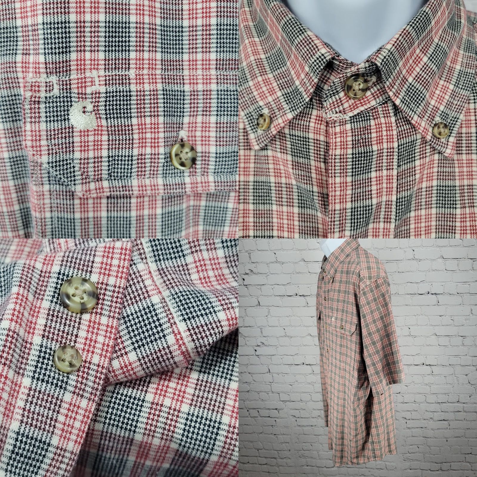 Carhartt VINTAGE Carhartt Shirt Button-Up Short Sleeve Plaid Red Black 100% Cotton Large Mens Size US L / EU 52-54 / 3 - 9 Thumbnail