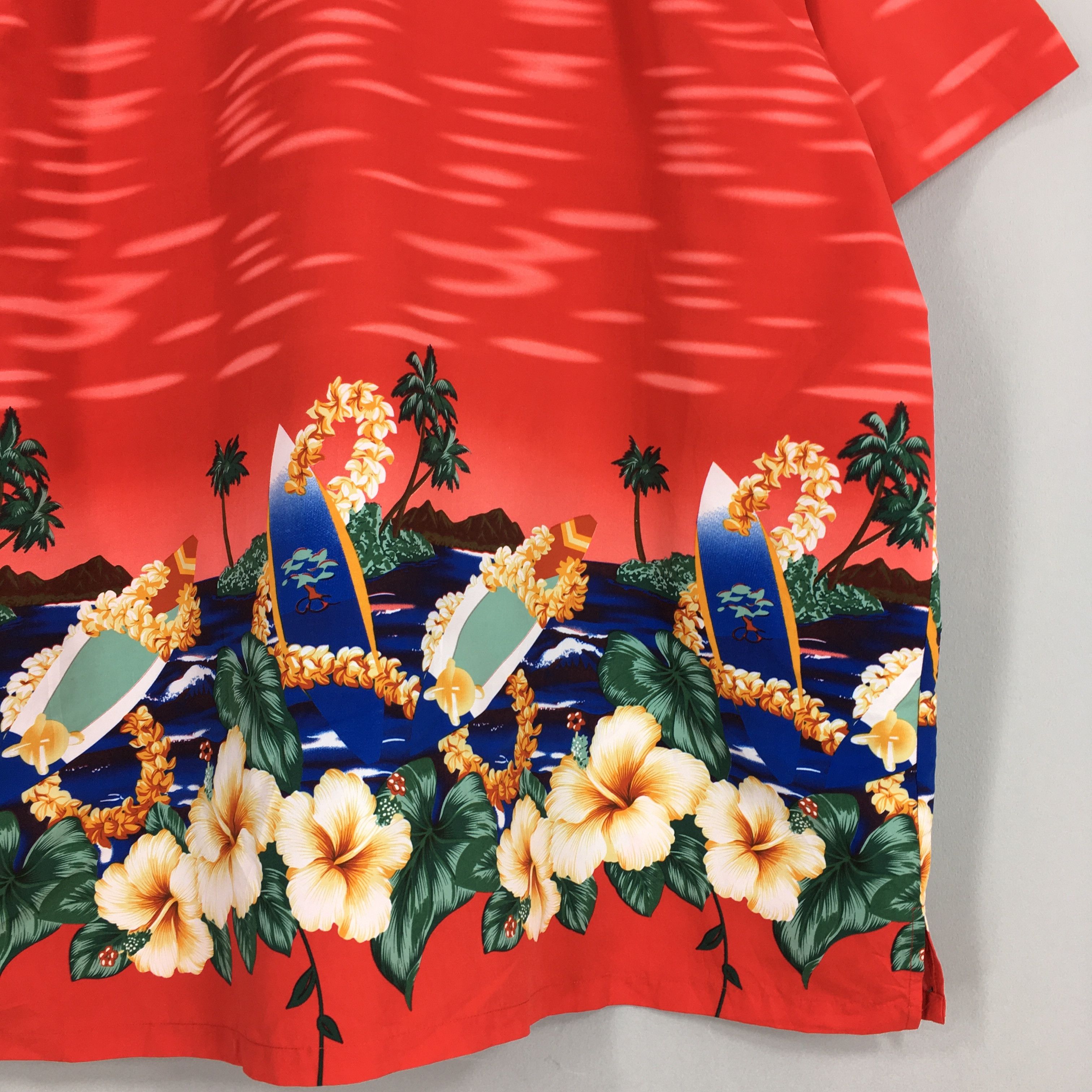 Life's a Beach Vintage 90s Leaves Hawaii Aloha Red Shirts 2XLarge Size US XXL / EU 58 / 5 - 8 Thumbnail