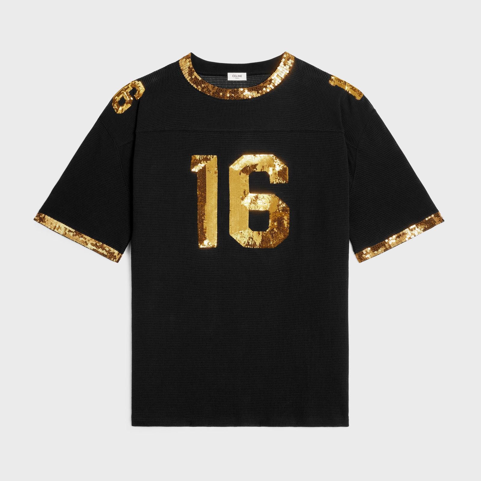 Celine o1w1db10125 2X26F818I Embroidered T-Shirt in Black & Gold Size US XXL / EU 58 / 5 - 1 Thumbnail