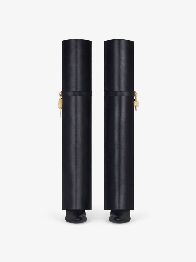 Givenchy o1w1db10326 Shark Lock Stiletto OTK Boots in Black Size US 9 / IT 39 - 2 Thumbnail
