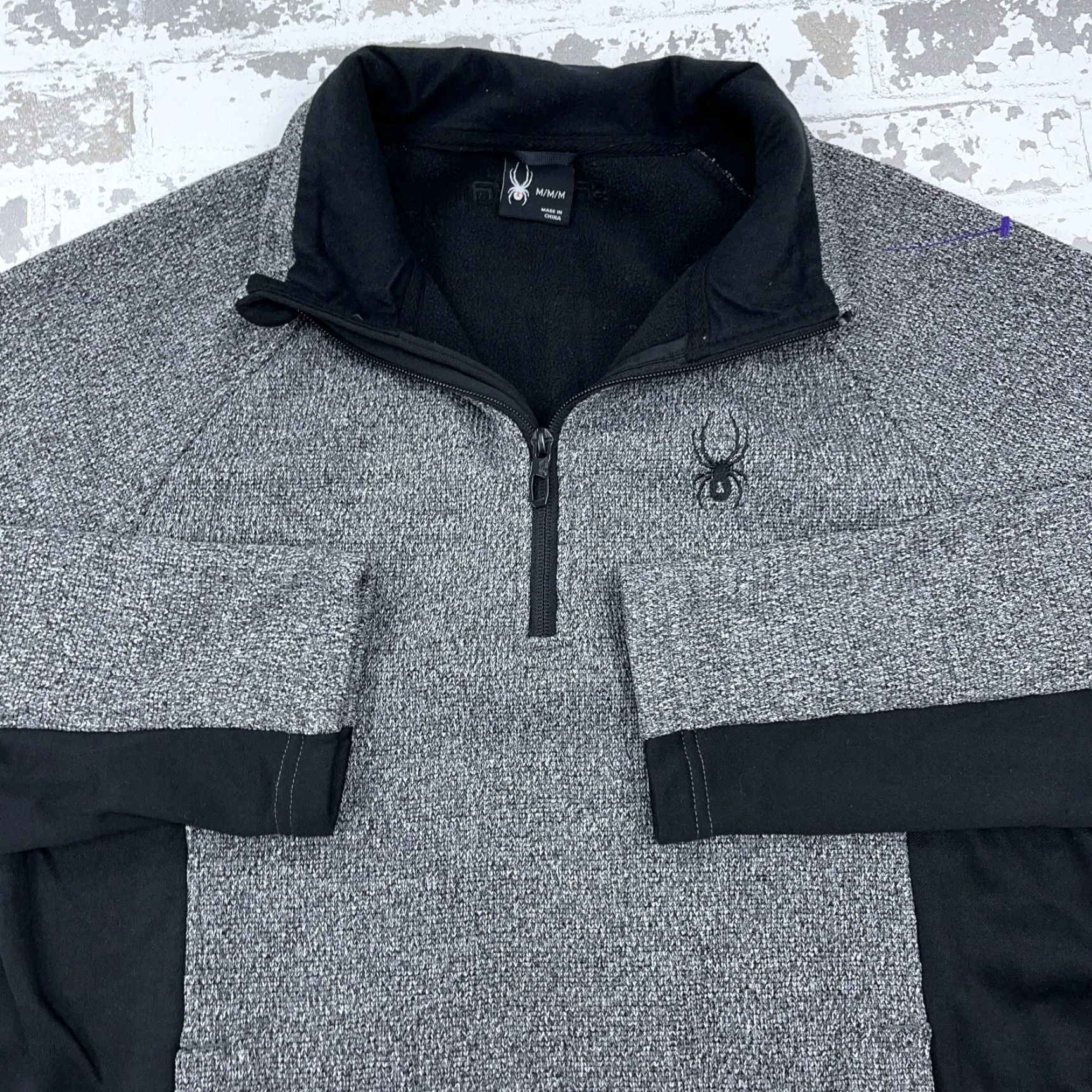 Spyder Spyder Jacket Men M Gray Black Pullover Thermal Waffle Knit A08 Zip Stand-Up 1/4 Zip All Seasons Pockets Logo Outdoor Ski Womens? Size US M / EU 48-50 / 2 - 3 Thumbnail