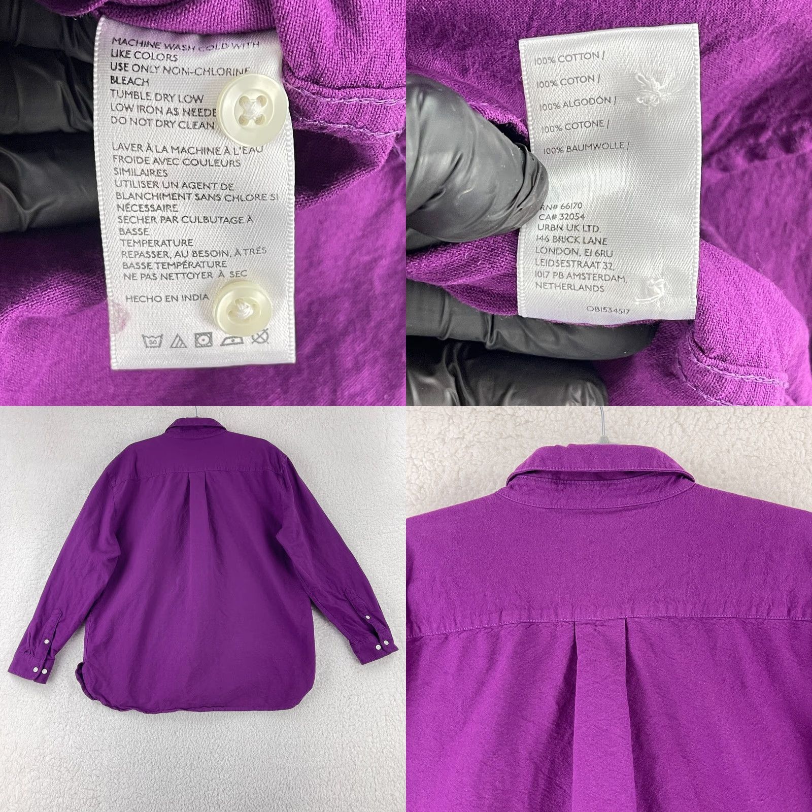 Urban Outfitters Urban Outfitters Purple Button-Down Shirt Mens Medium Long Sleeve 100% Cotton Size US M / EU 48-50 / 2 - 9 Thumbnail