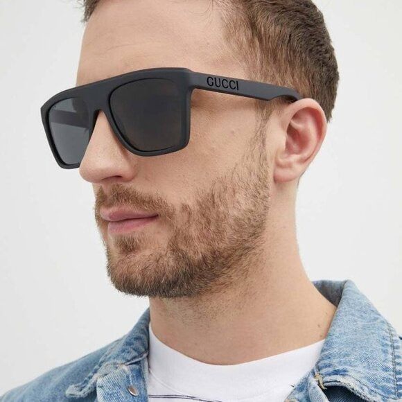 image of New Gucci Gg1570S 001 Matte Black Grey Sunglasses, Men's