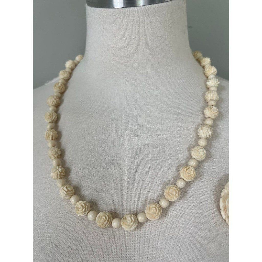 Vintage 4pc Vtg Celluloid Necklace + Earrings +Brooch Jewelry Bundle Size ONE SIZE - 3 Thumbnail