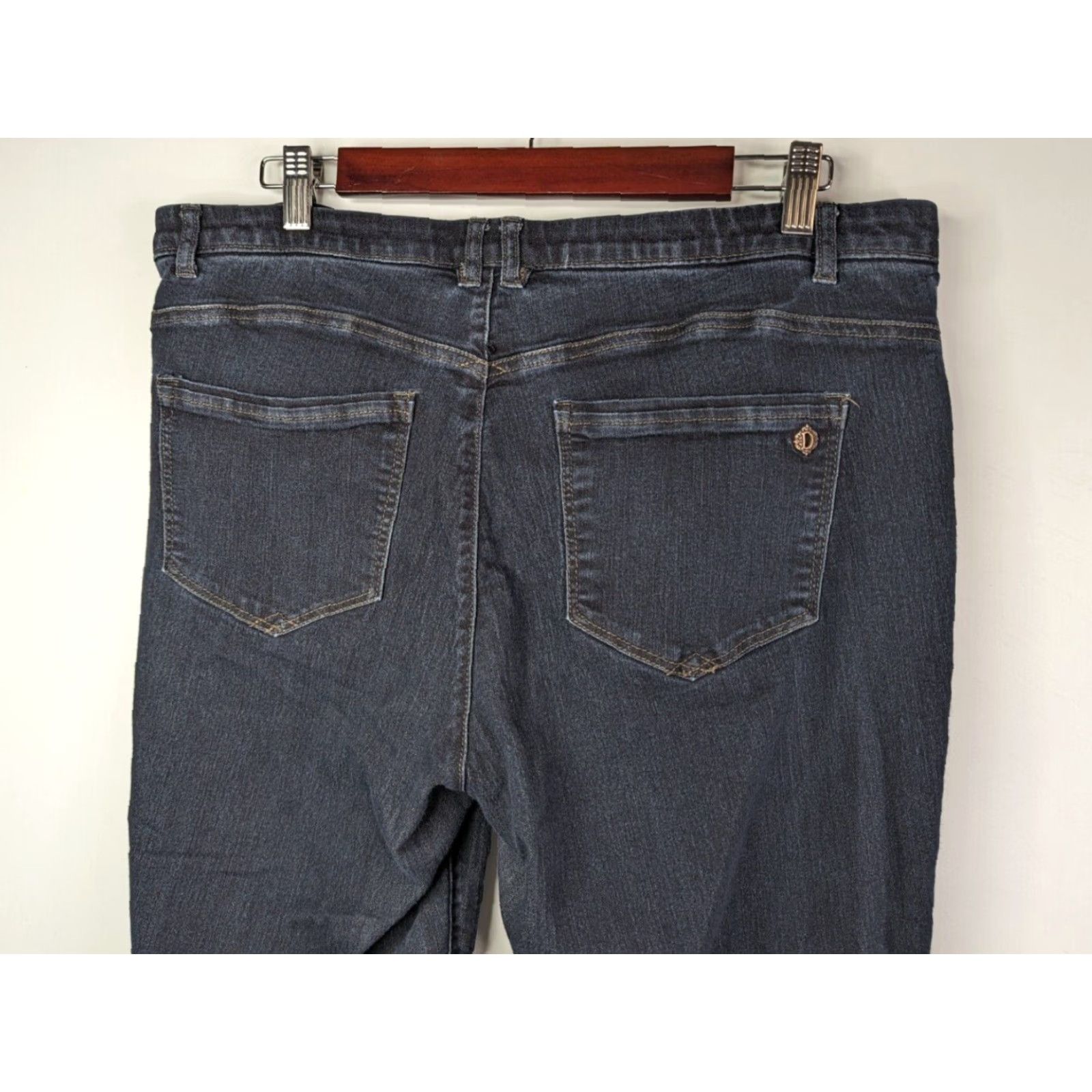 Vintage Democracy Jeans Skinny Dark Wash Size 14 Mid Rise Women's Slim 5-Pocket Denim Blue Size 36" / US 14 / IT 50 - 5 Thumbnail