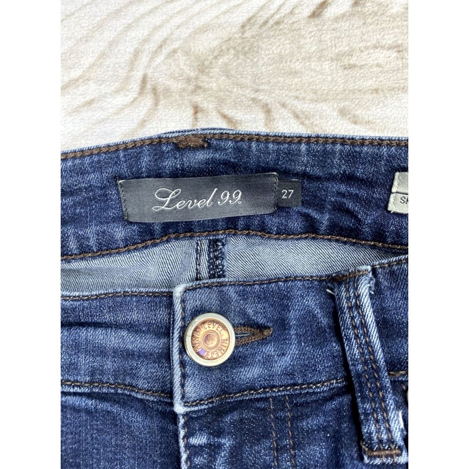 Vintage VINTAGE Level 99 Lily Crop Jeans Womens 27 Dark Distressed Skinny Stretch Denim Blue Cotton Blend Slim Crop Womens Size 27" / US 4 / IT 40 - 3 Thumbnail