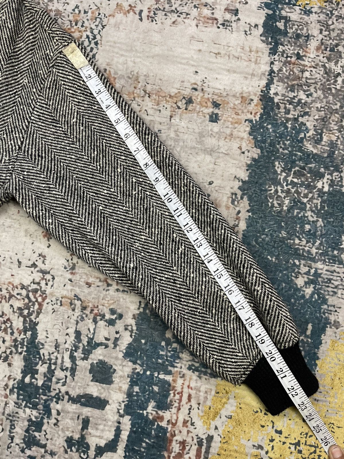 Van Vtg Van Herringbone Tweed Wool Bomber Jacket Size US XS / EU 42 / 0 - 13 Thumbnail