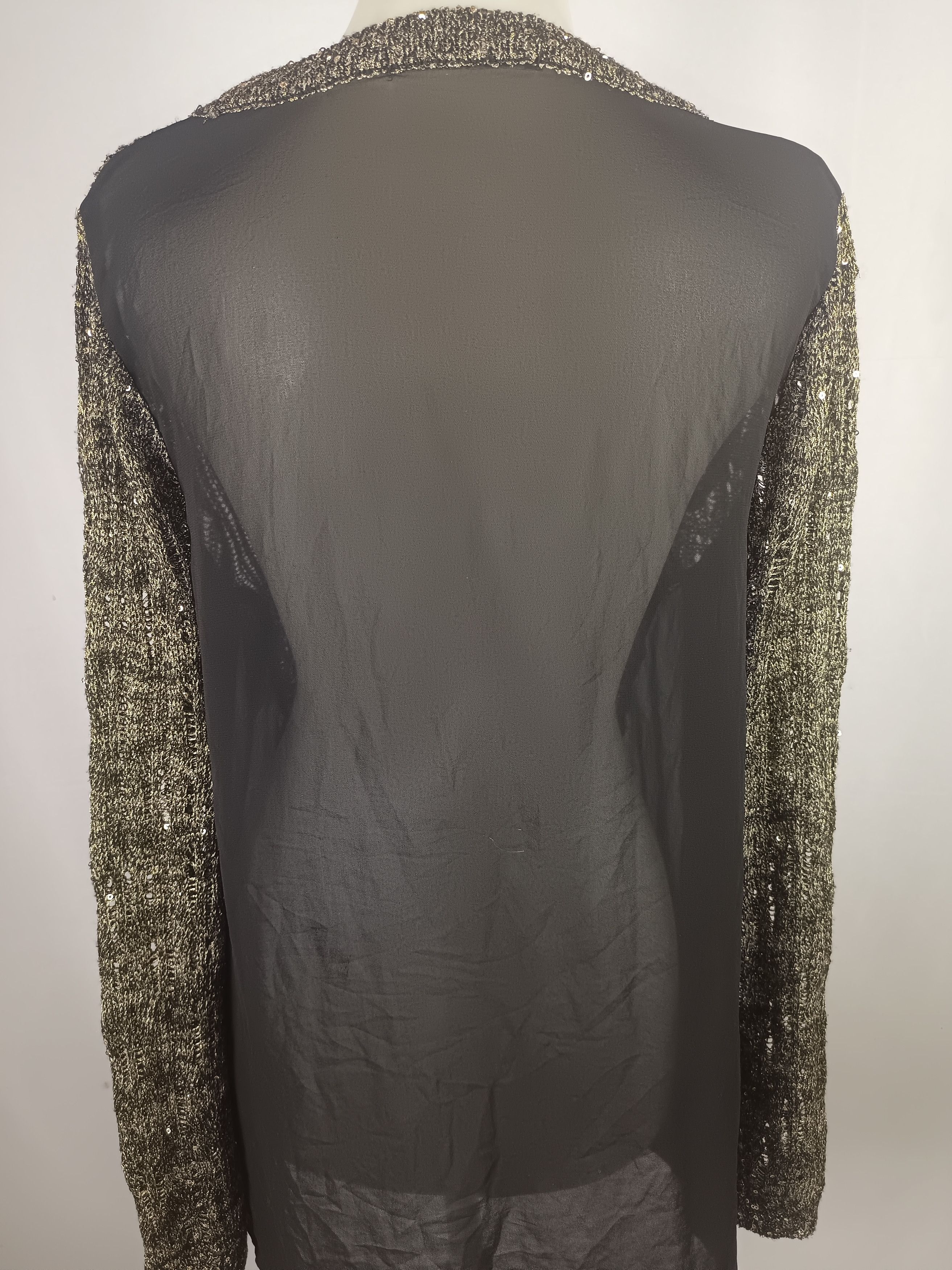 Japanese Brand BESTI BELLI Milan Black Gold Sequin Distressed Knit Size L / US 10 / IT 46 - 4 Thumbnail