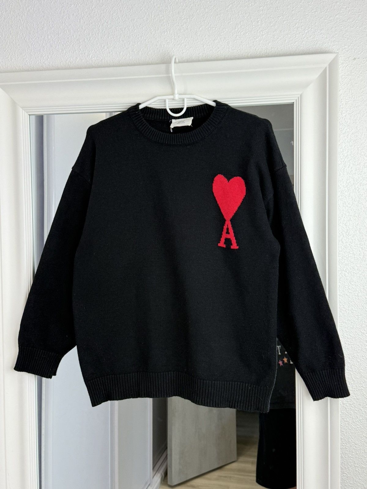 AMI Ami Knit Sweater Red Heart Sweater Black Size M / US 6-8 / IT 42-44 - 3 Thumbnail