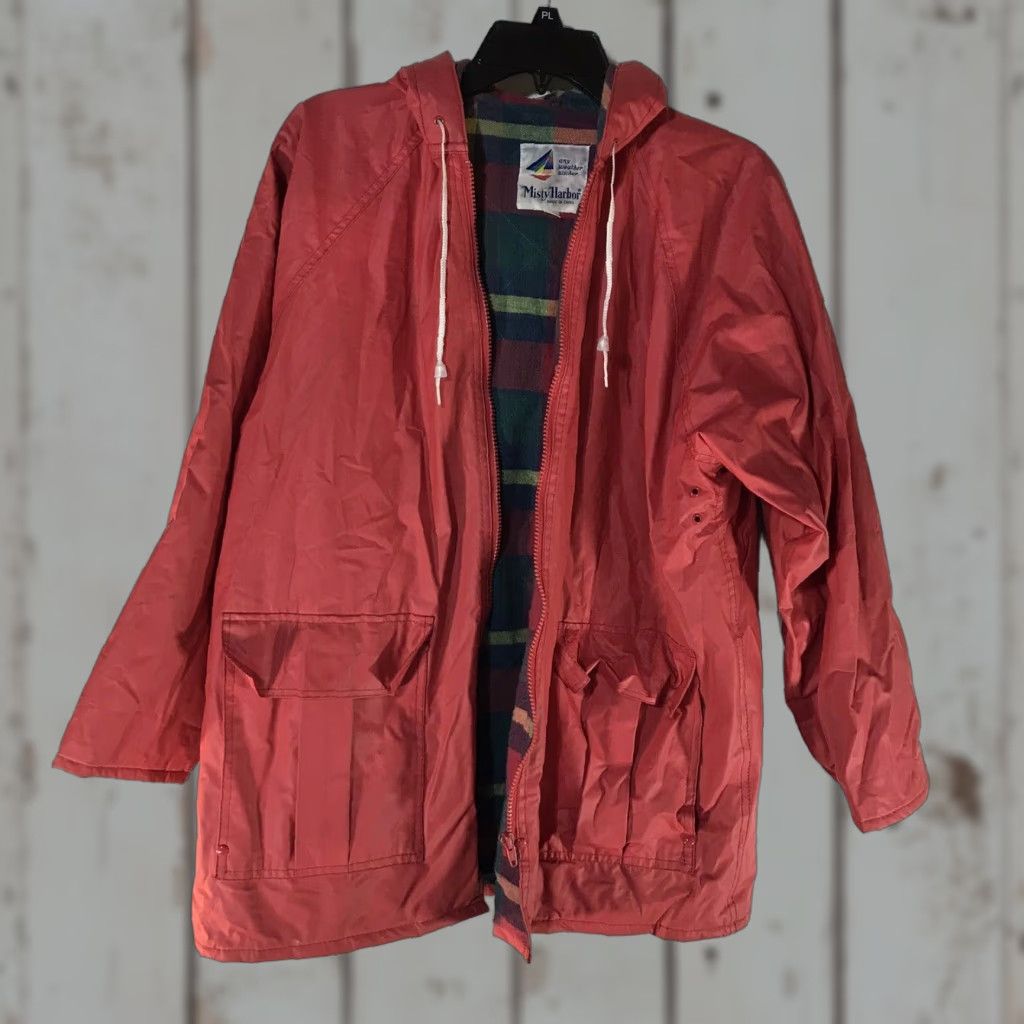Vintage Misty Harbor Women's Red Waterproof Rain Coat Jacket, Hooded, Insulated, Mid-Length, Fall Winter, Size M Size M / US 6-8 / IT 42-44 - 1 Thumbnail