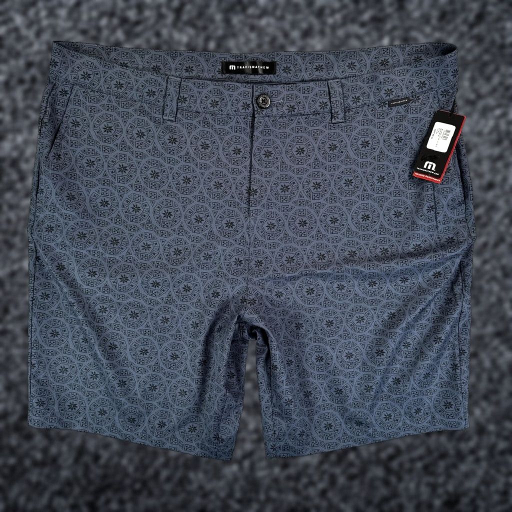 TravisMathew TravisMathew Golf Shorts Mens 42 Blue Geometric Print Stretch Beyond The Limits Size US 42 / EU 58 - 1 Thumbnail