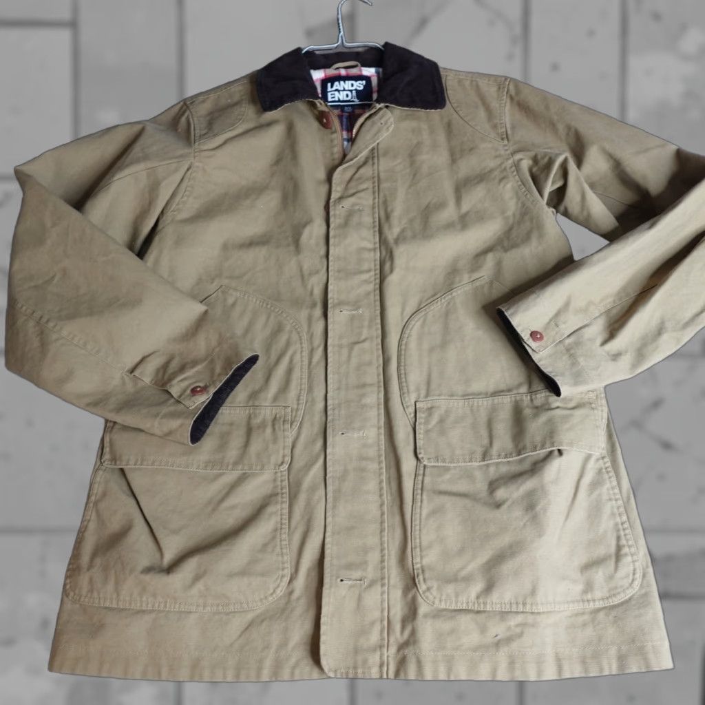 Lands' End VINTAGE Lands' End Mens Jacket LT Tall Green Cotton Barn Chore Coat Size US L / EU 52-54 / 3 - 1 Thumbnail