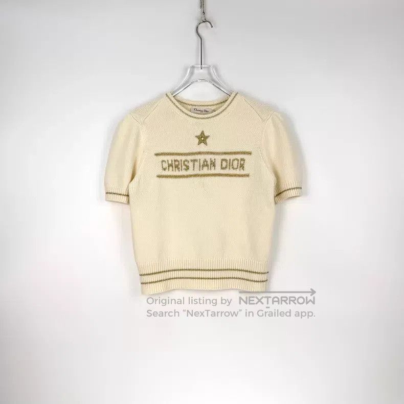 Dior Dior White gold thread five-pointed star cashmere short-sl Size M / US 6-8 / IT 42-44 - 3 Thumbnail