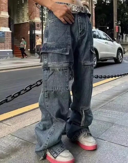 Japanese Brand Y2k Baggy Cargo Pants Denim Baggy Jeans Trousers Size US 30 / EU 46 - 1 Thumbnail