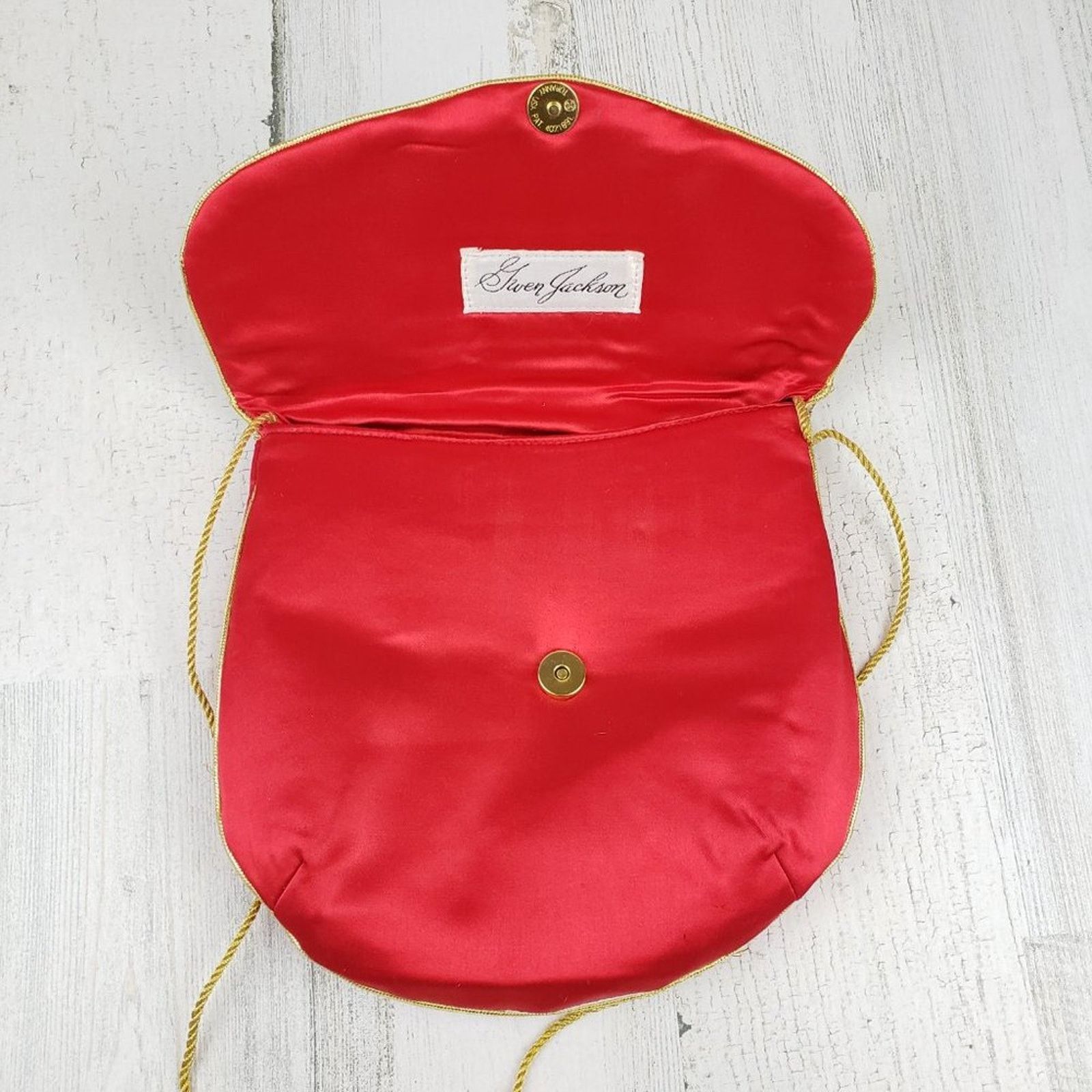 Other Vintage Gwen Jackson Red Floral Silky Purse Shoulder Bag Size ONE SIZE - 5 Thumbnail