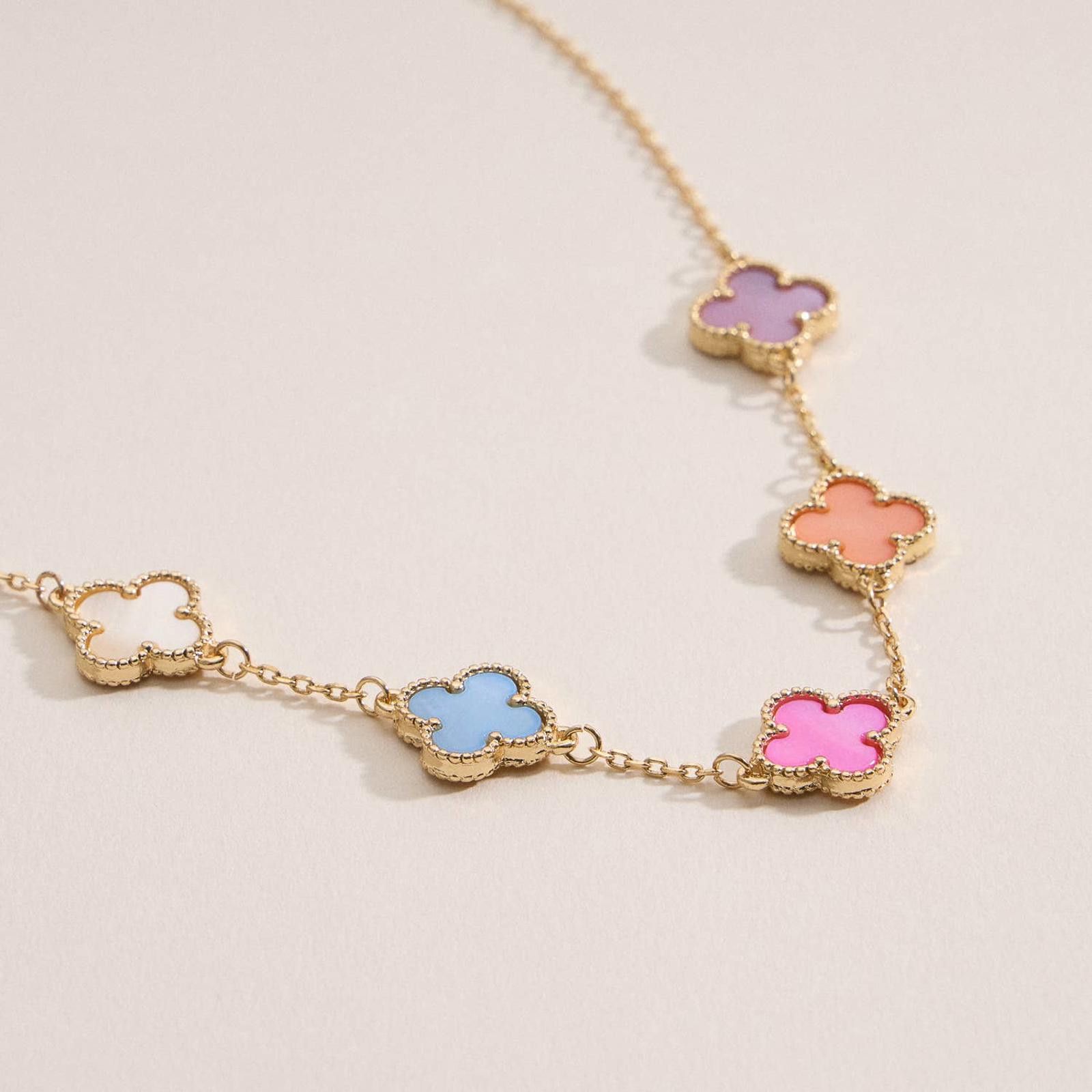 Other Gold Chain Clover Necklace with Shell Inlay Charms Size ONE SIZE - 5 Thumbnail