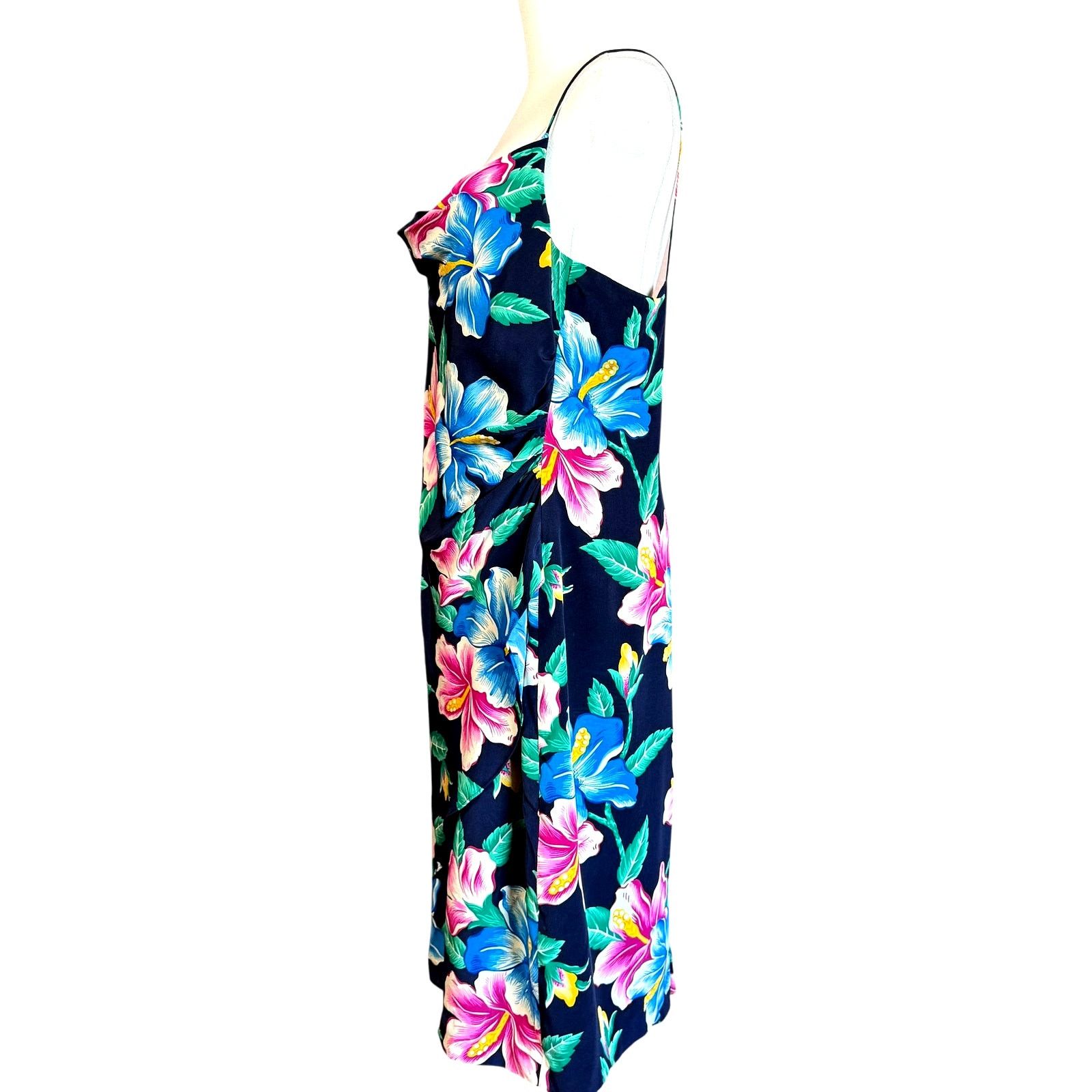 Lauren Ralph Lauren Lauren Ralph Lauren 100% Silk Vintage Floral Mini Dress 12 Size XL / US 12-14 / IT 48-50 - 4 Thumbnail