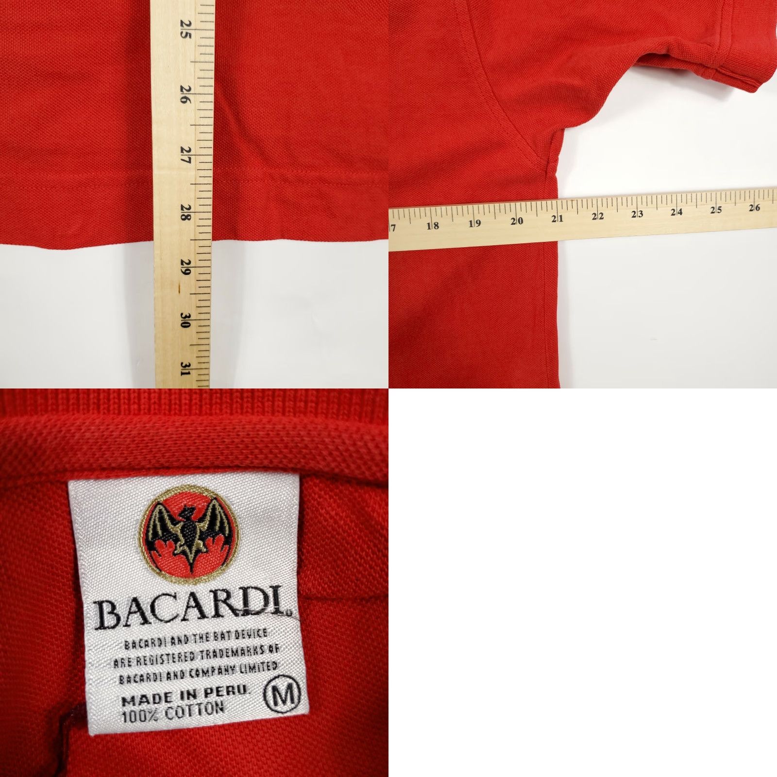 Vintage BACARDÍ Solid Red Polo Shirt Mens Short Sleeve Size Medium Casual Golf Lacrosse Rugby 100% Cotton Red Size US M / EU 48-50 / 2 - 8 Thumbnail