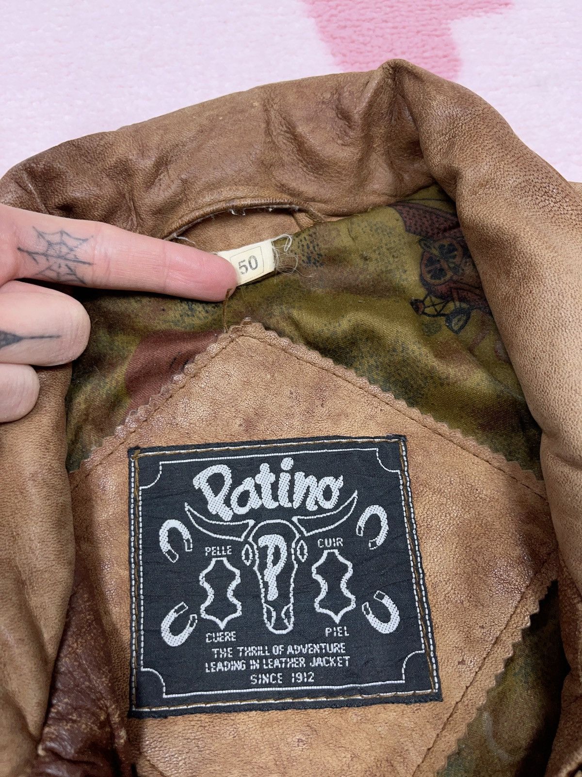 Genuine Leather × Vintage ➕ sick faded patina brown leather boxy Jacket 90s Size US L / EU 52-54 / 3 - 4 Thumbnail