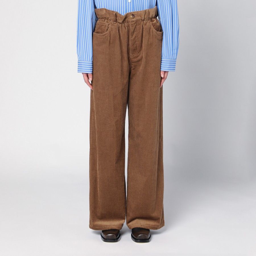 Miu Miu Camel-Coloured Ribbed Trousers Size 28" / US 6 / IT 42 - 1 Thumbnail
