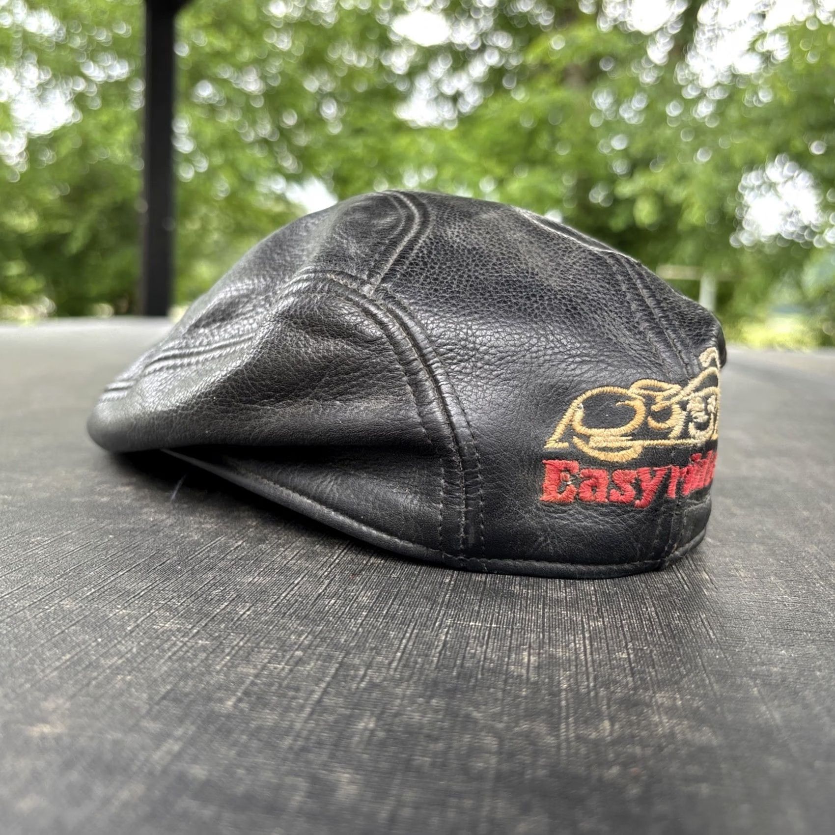 Vintage VINTAGE Easyriders Newsboy Cap Leather Black L/XL Men USA Cap Size ONE SIZE - 2 Thumbnail