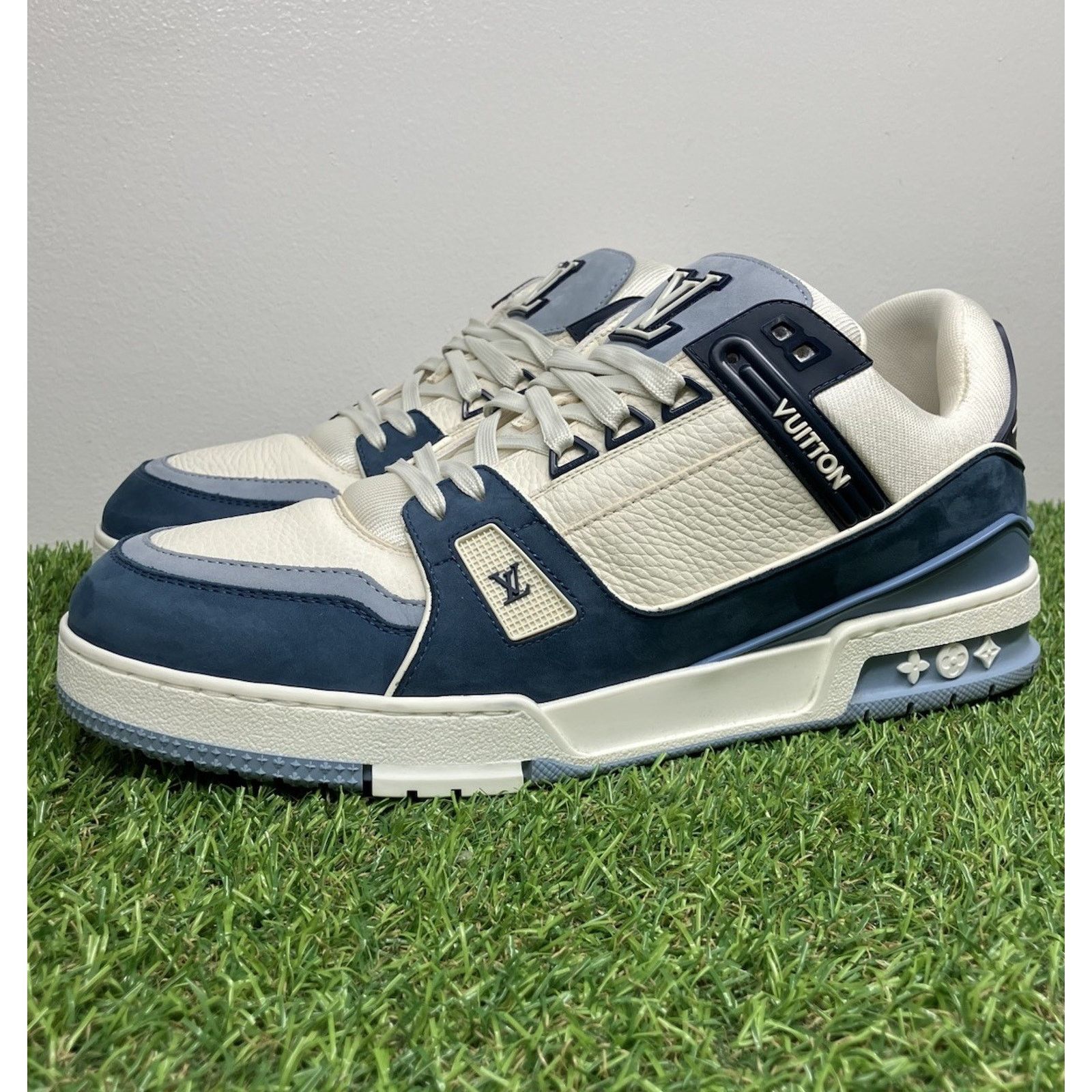 Louis Vuitton Louis Vuitton Trainer ' Blue Beige ' | EXCELLENT Size US 11 / EU 44 - 1 Thumbnail