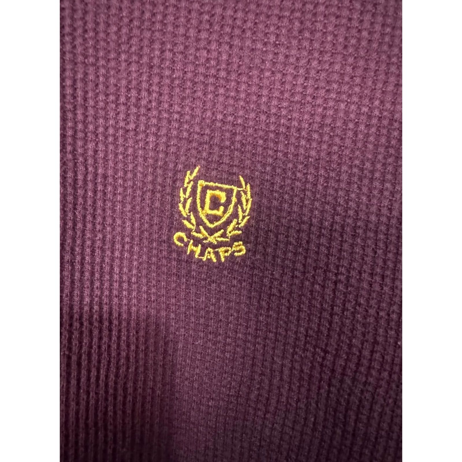 Chaps Chaps Mens Long Sleeve Waffle Knit Shirt Burgundy Medium Crew Neck Solid Cotton Sweater Casual Size US M / EU 48-50 / 2 - 2 Thumbnail
