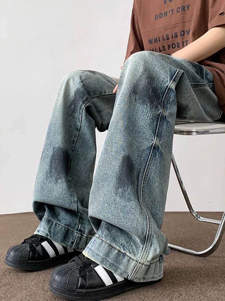 Japanese Brand Men's American Retro Dirty Tie-Dye Ripped Jeans Size US 32 / EU 48 - 3 Thumbnail