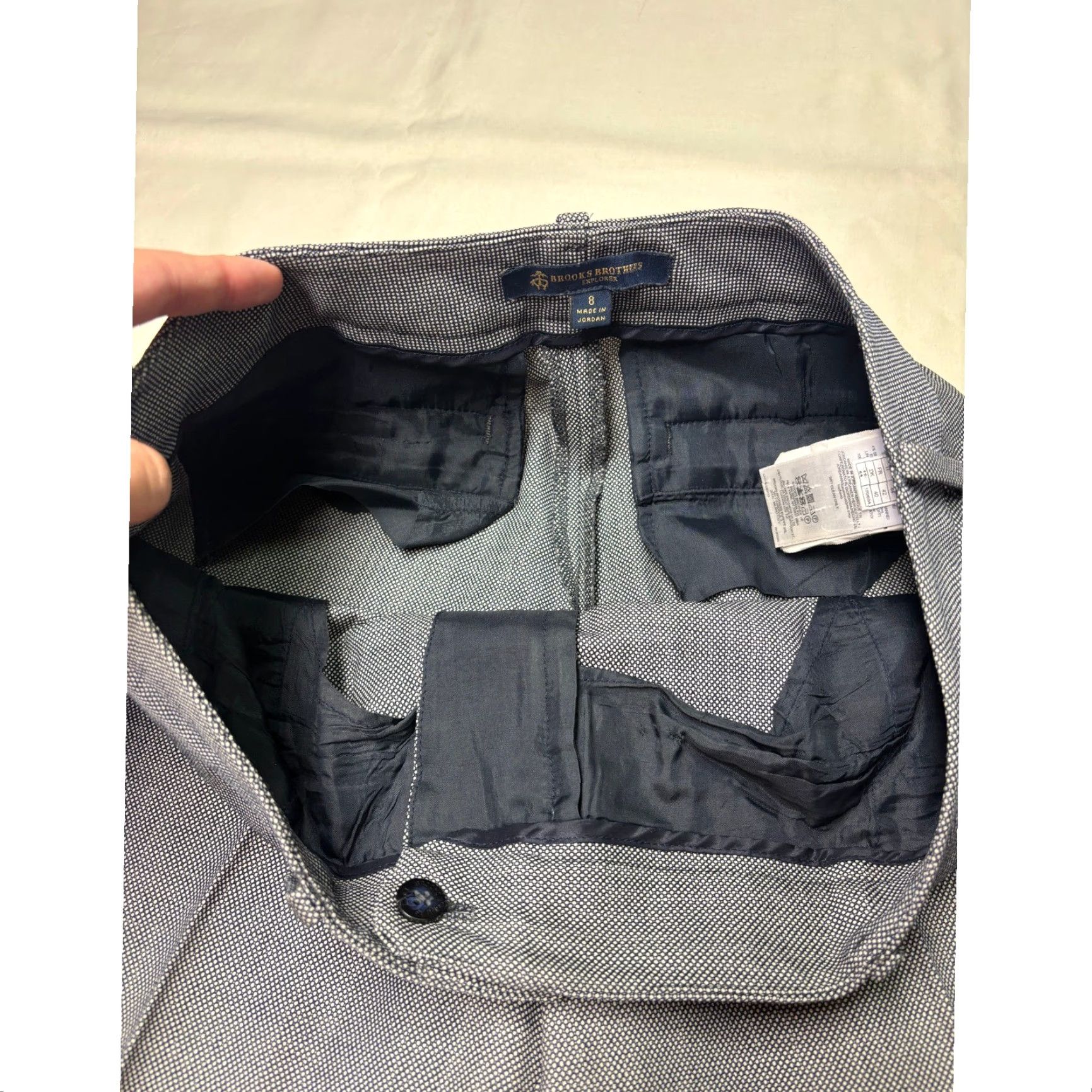 Brooks Brothers Brooks Brothers Explorer Navy White Micro Wool Blend Dress Pants Size 8 W32 L29 Women Gray Geometric Pattern Dress Pants Size 30" / US 8 / IT 44 - 4 Thumbnail