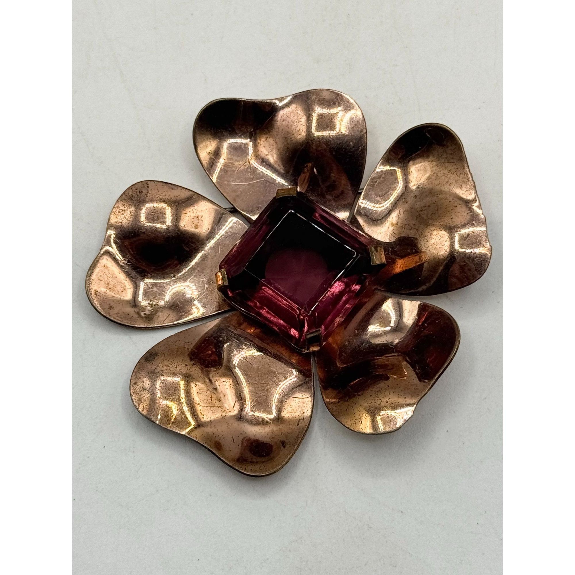 Vintage Vintage handmade large purple glass flower brooch pin Size ONE SIZE - 2 Thumbnail