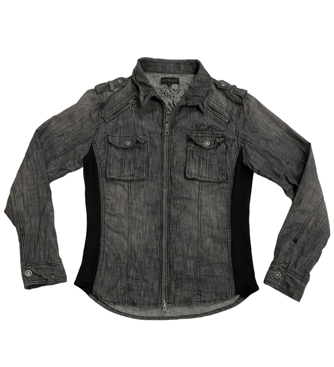 In The Attic Distressed Biker Zipper Denim Jacket Size US L / EU 52-54 / 3 - 1 Thumbnail